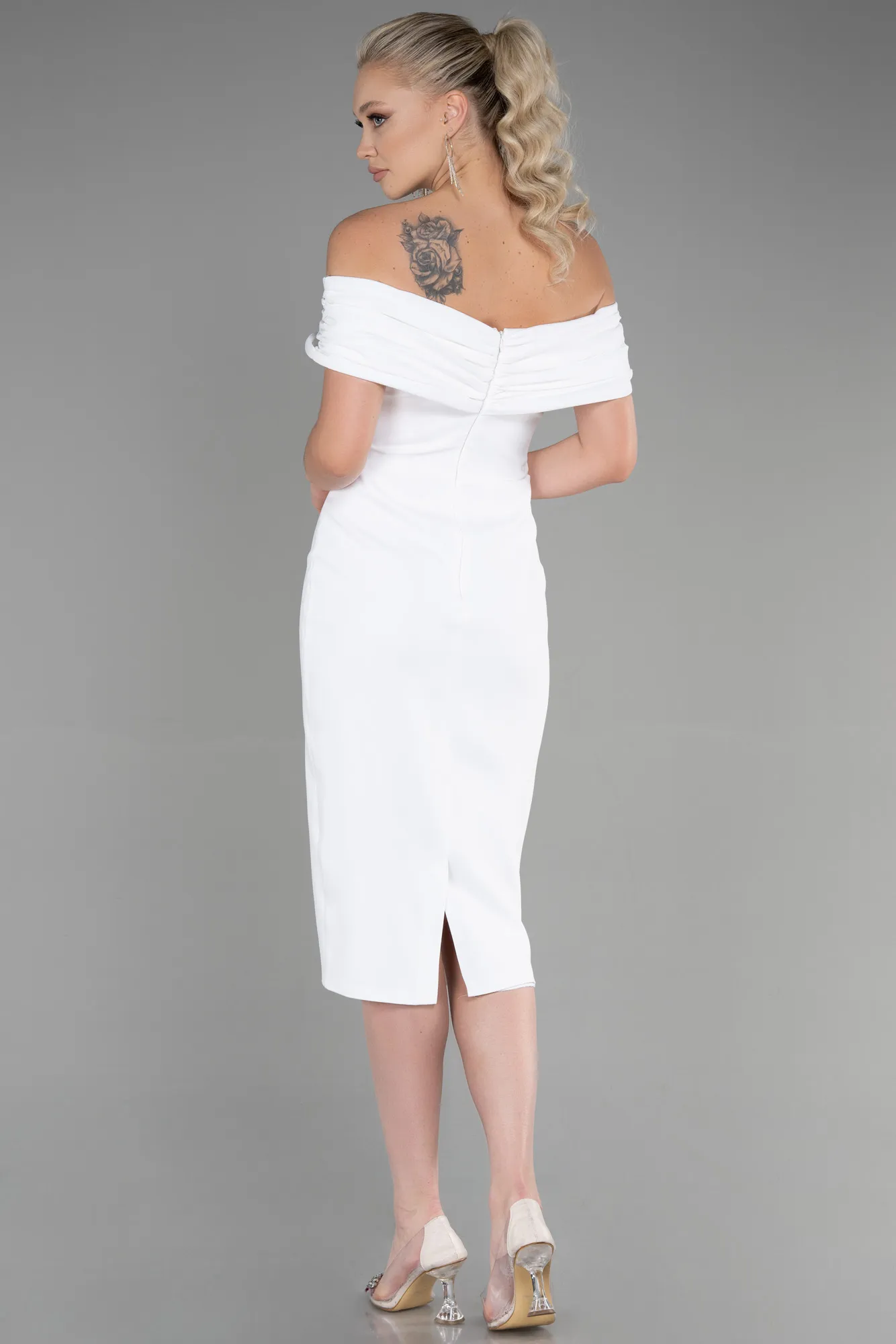 Ecru-Midi Invitation Dress ABK1902