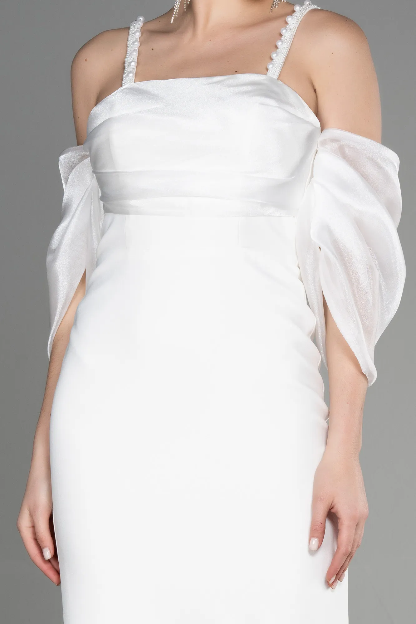 Ecru-Midi Invitation Dress ABK1906