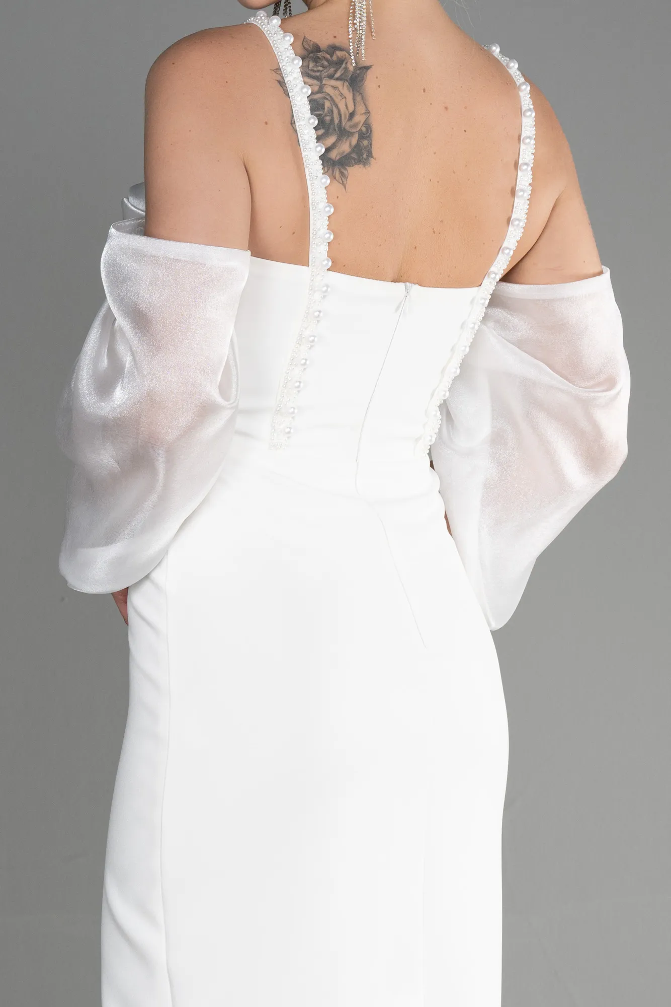 Ecru-Midi Invitation Dress ABK1906