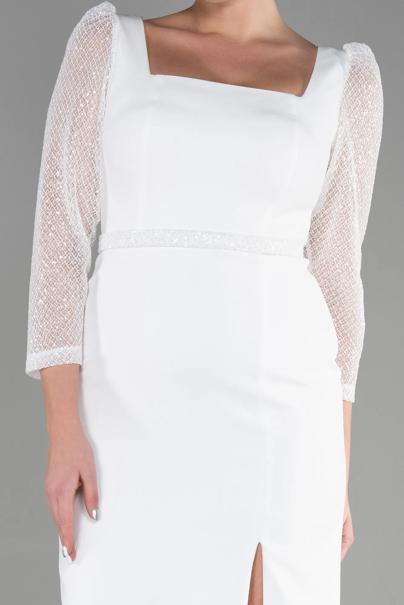 Ecru-Midi Invitation Dress ABK1937