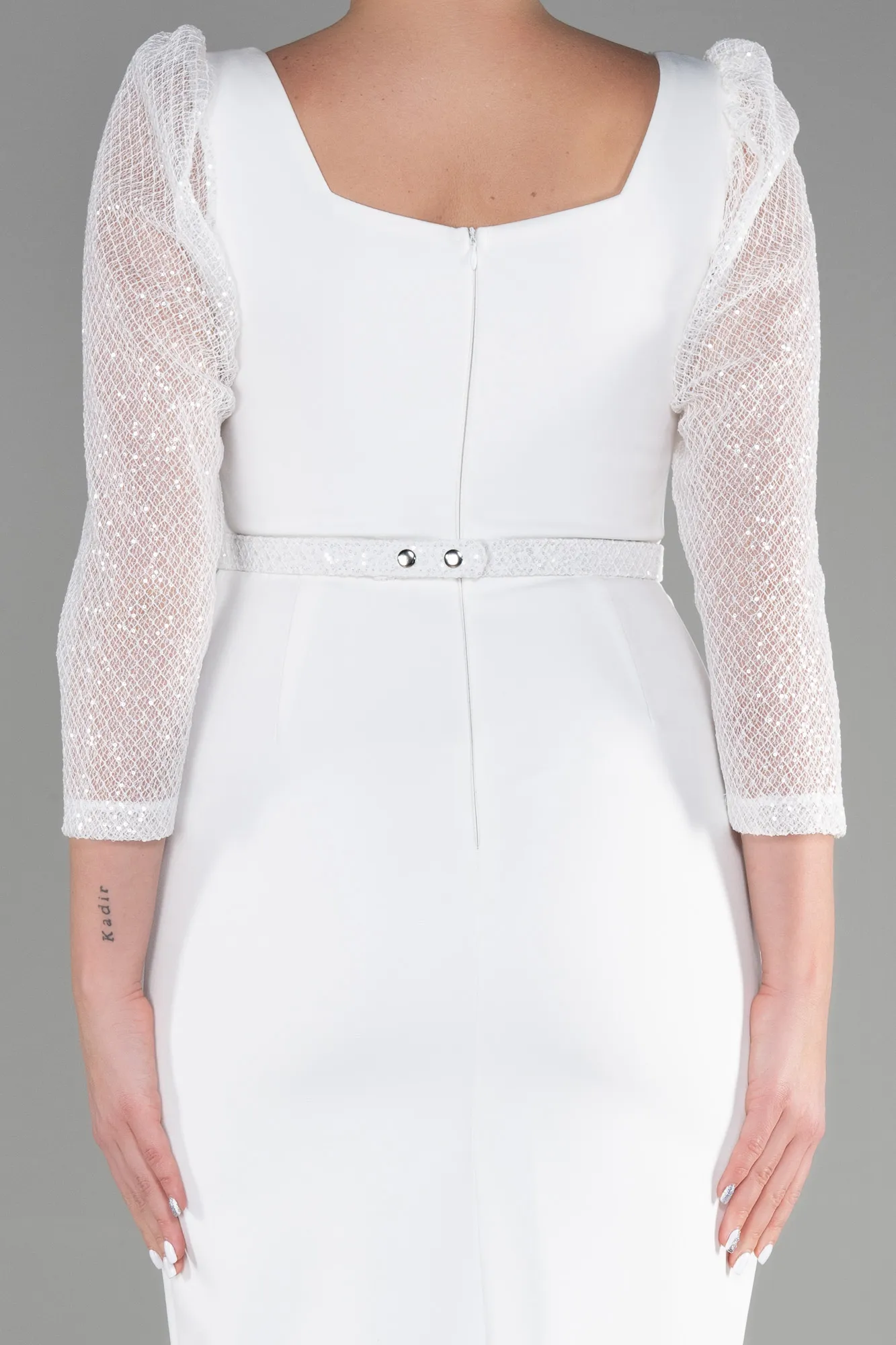 Ecru-Midi Invitation Dress ABK1937