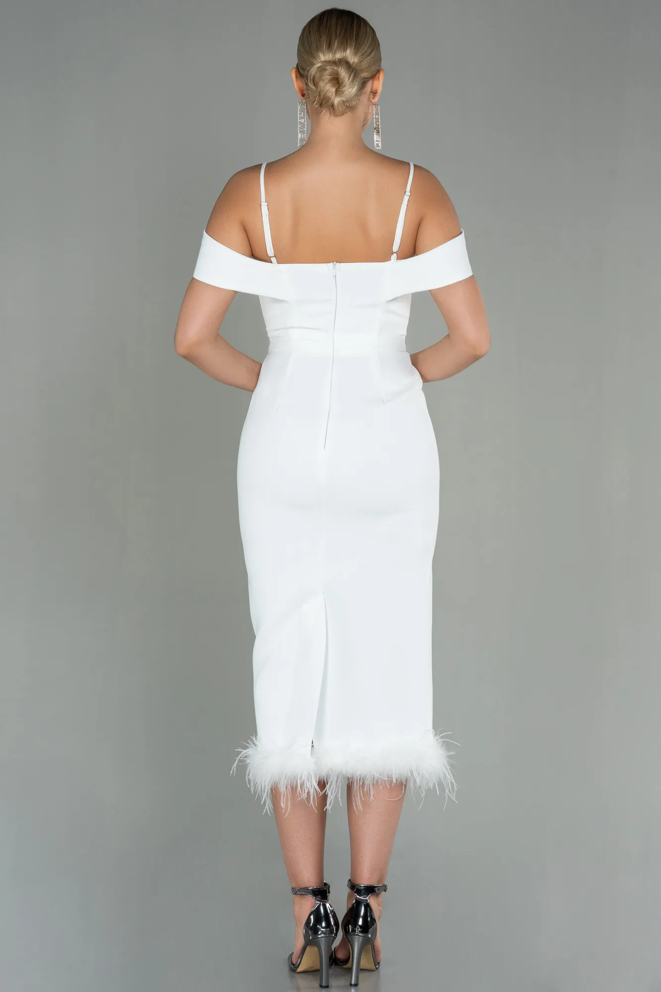 Ecru-Midi Invitation Dress ABU3062