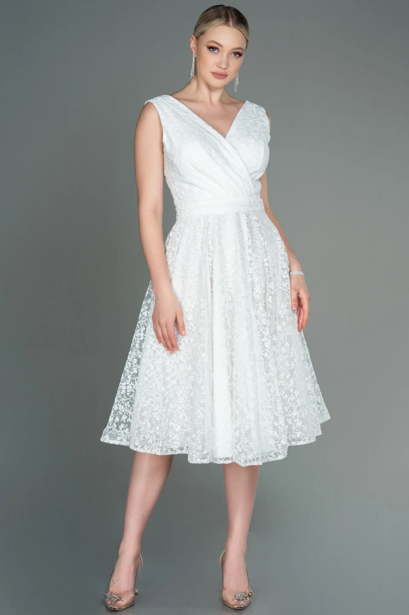 Ecru-Midi Night Dress ABK1794