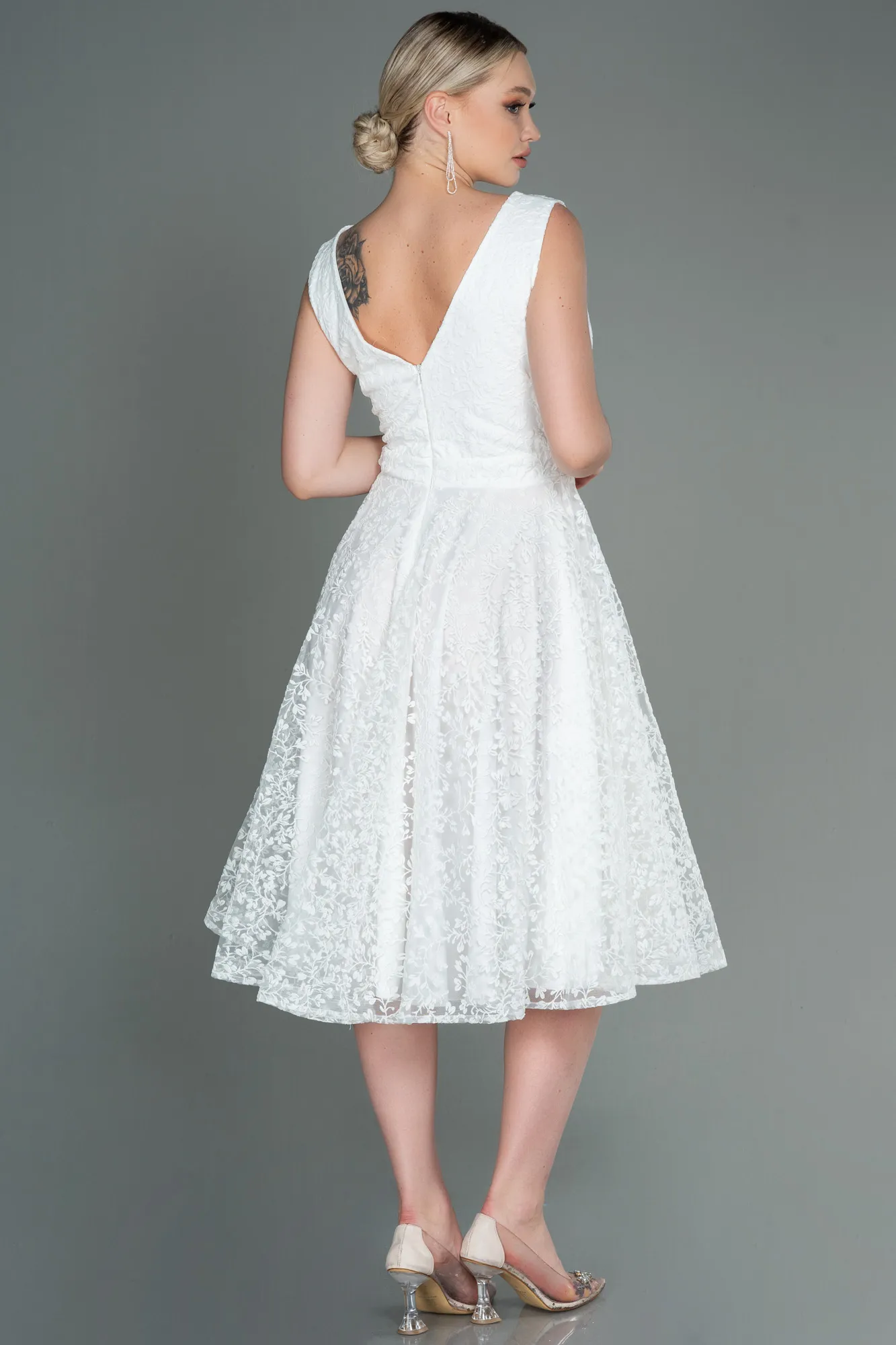 Ecru-Midi Night Dress ABK1794