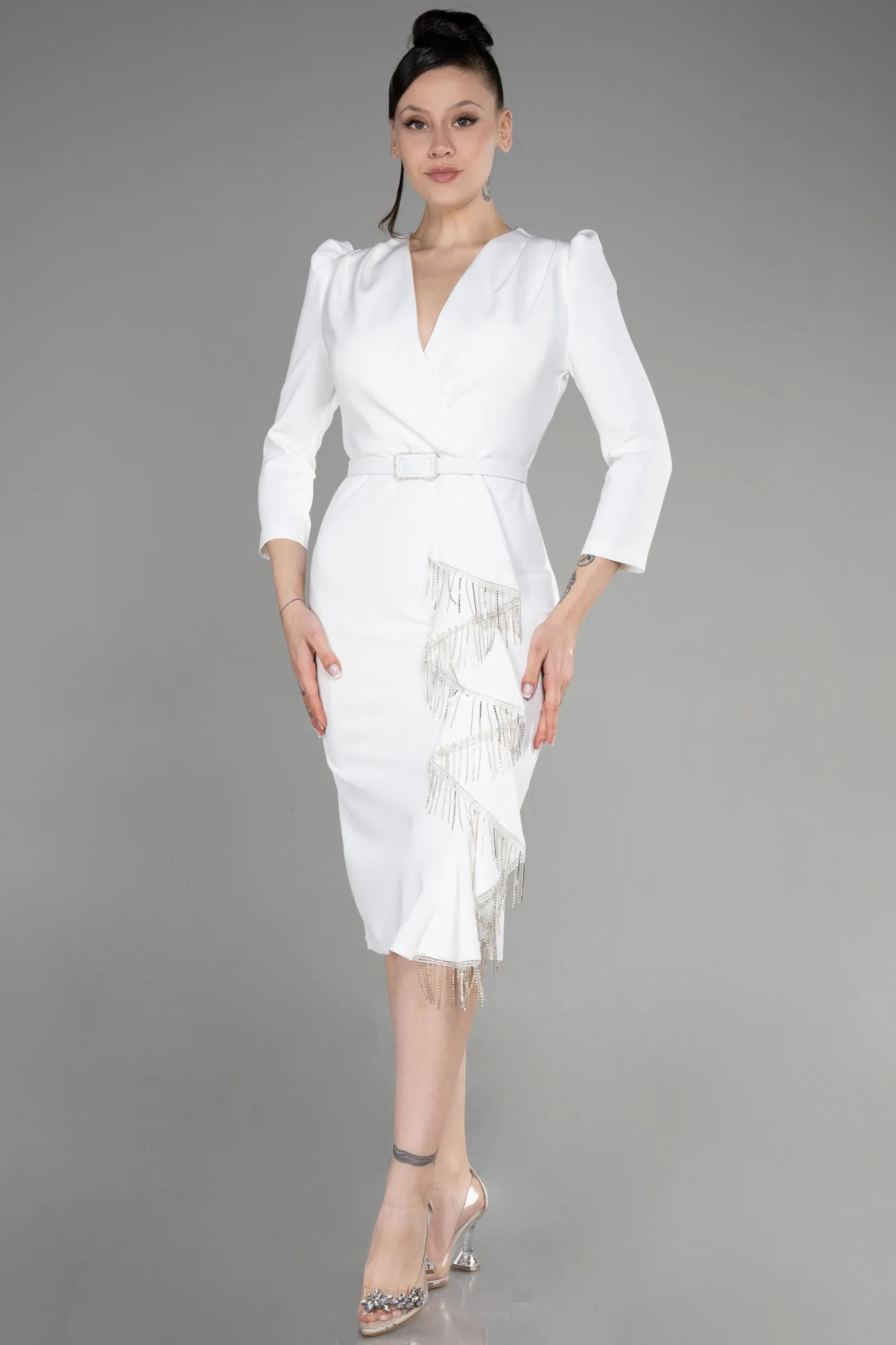 Ecru-Midi Party Dress ABK1968