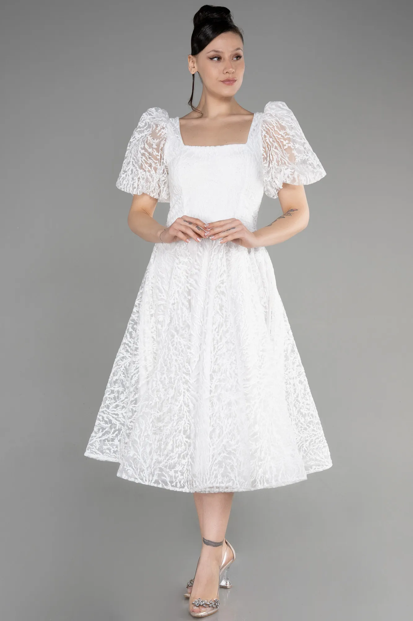 Ecru-Midi Party Dress ABK1976