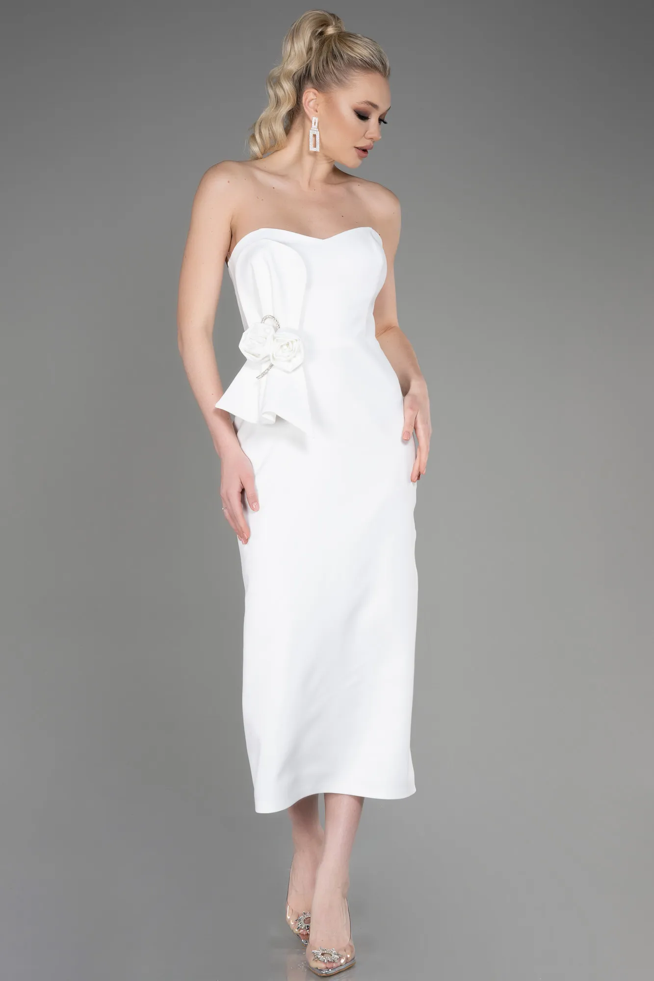 Ecru-Midi Party Dress ABK2000