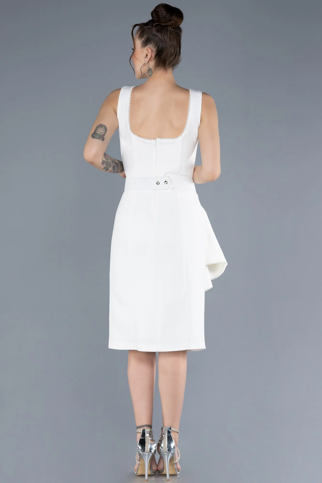 Ecru-Midi Party Dress ABK2239