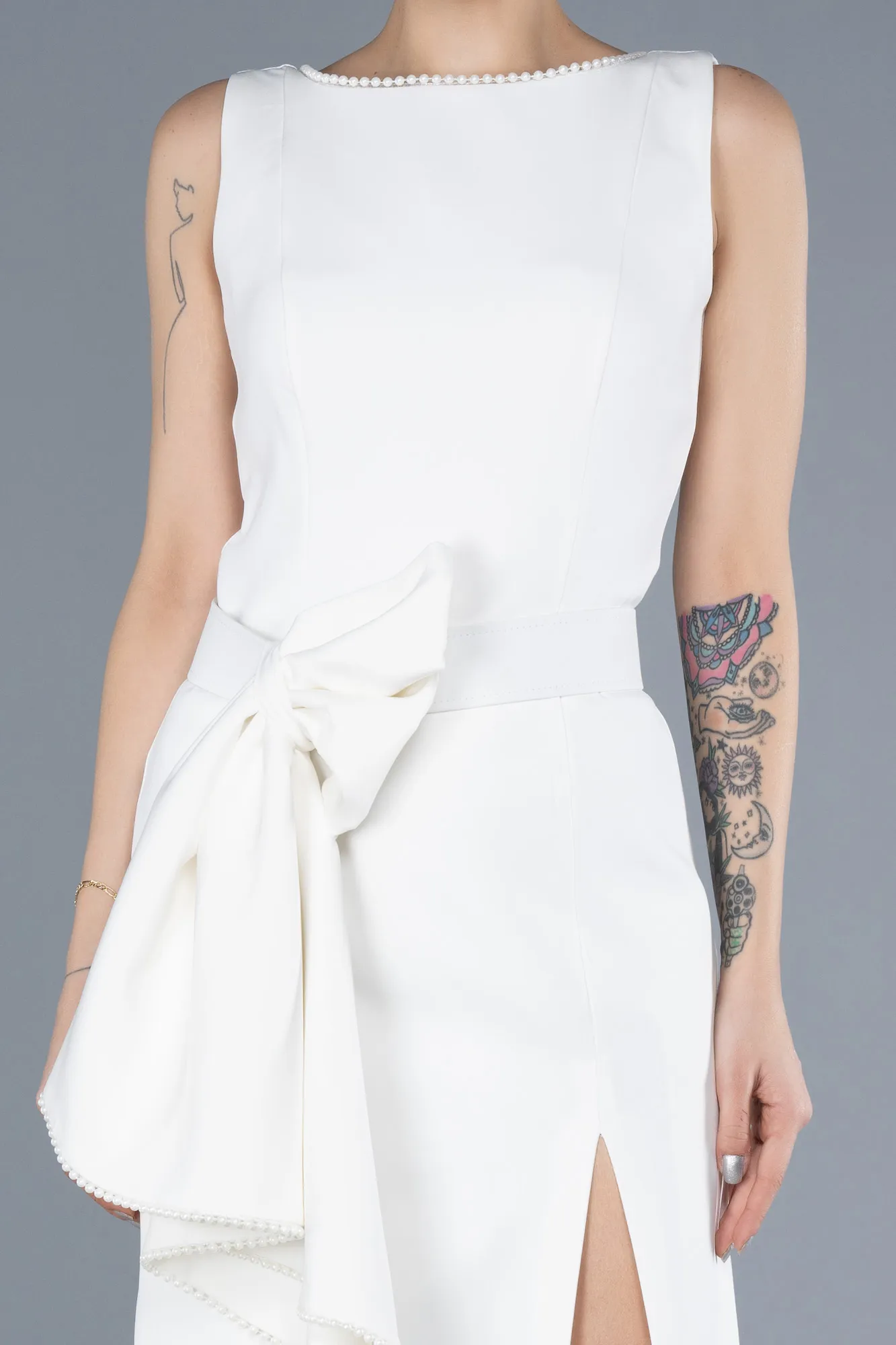 Ecru-Midi Party Dress ABK2239