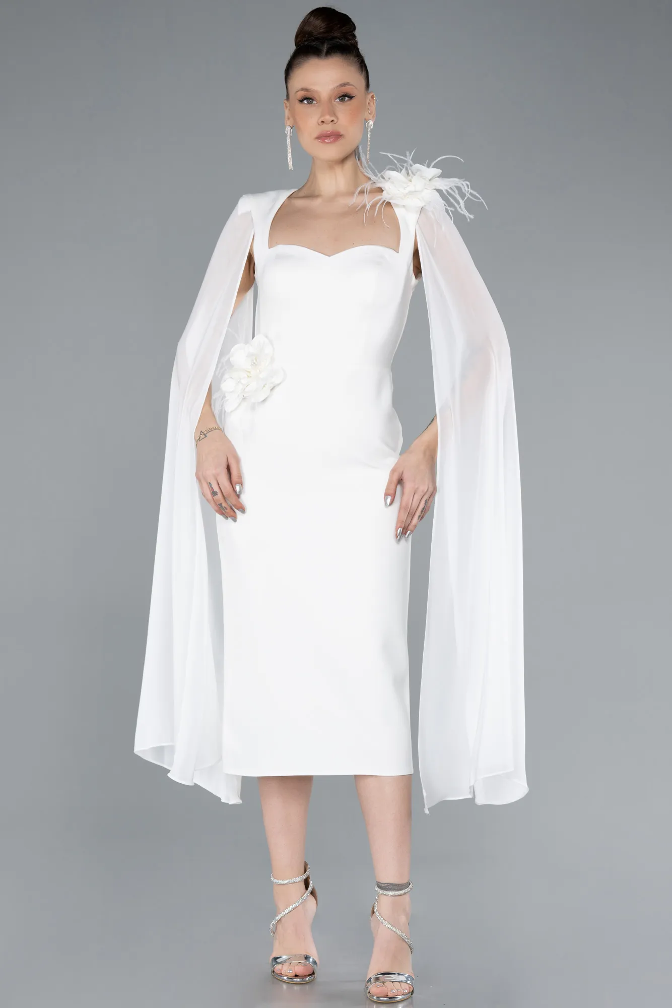 Ecru-Midi Party Dress ABK2255