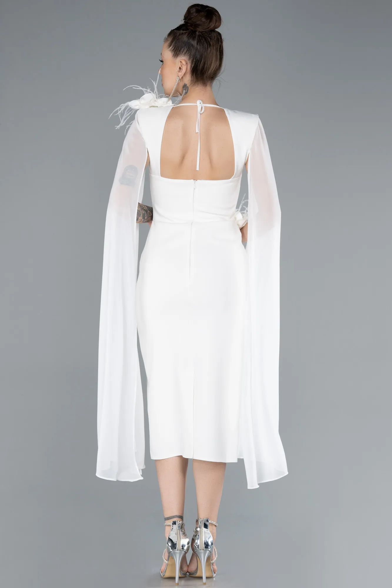 Ecru-Midi Party Dress ABK2255