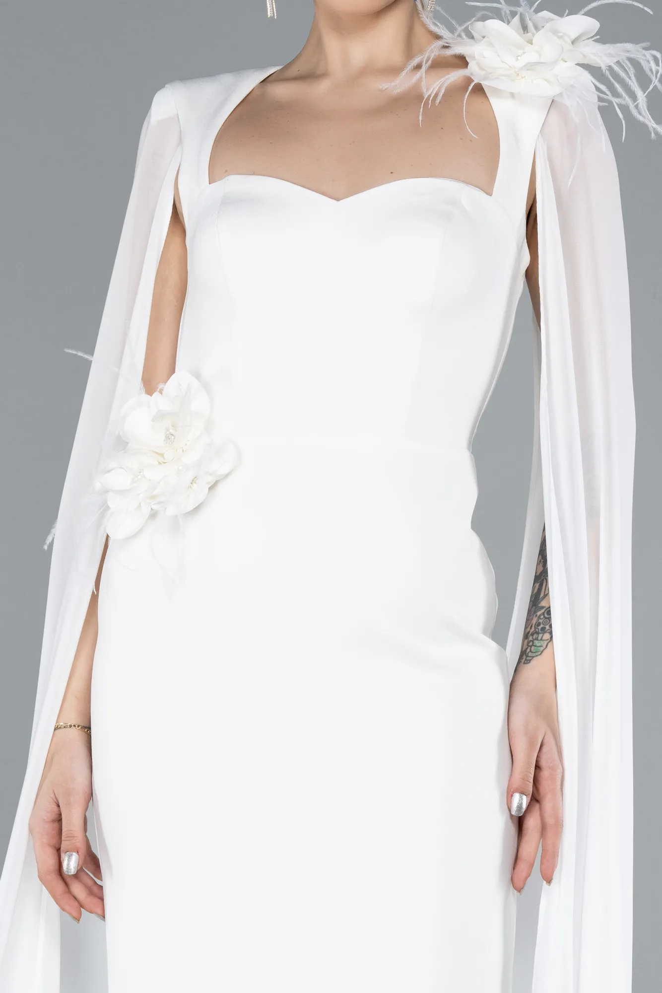 Ecru-Midi Party Dress ABK2255