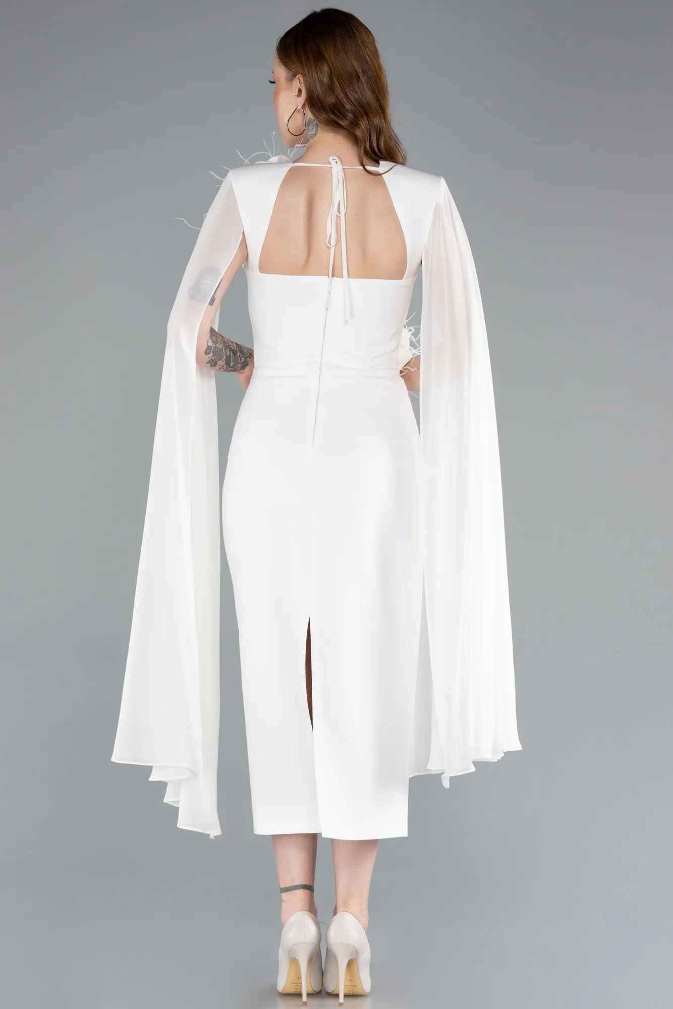 Ecru-Midi Party Dress ABK2355