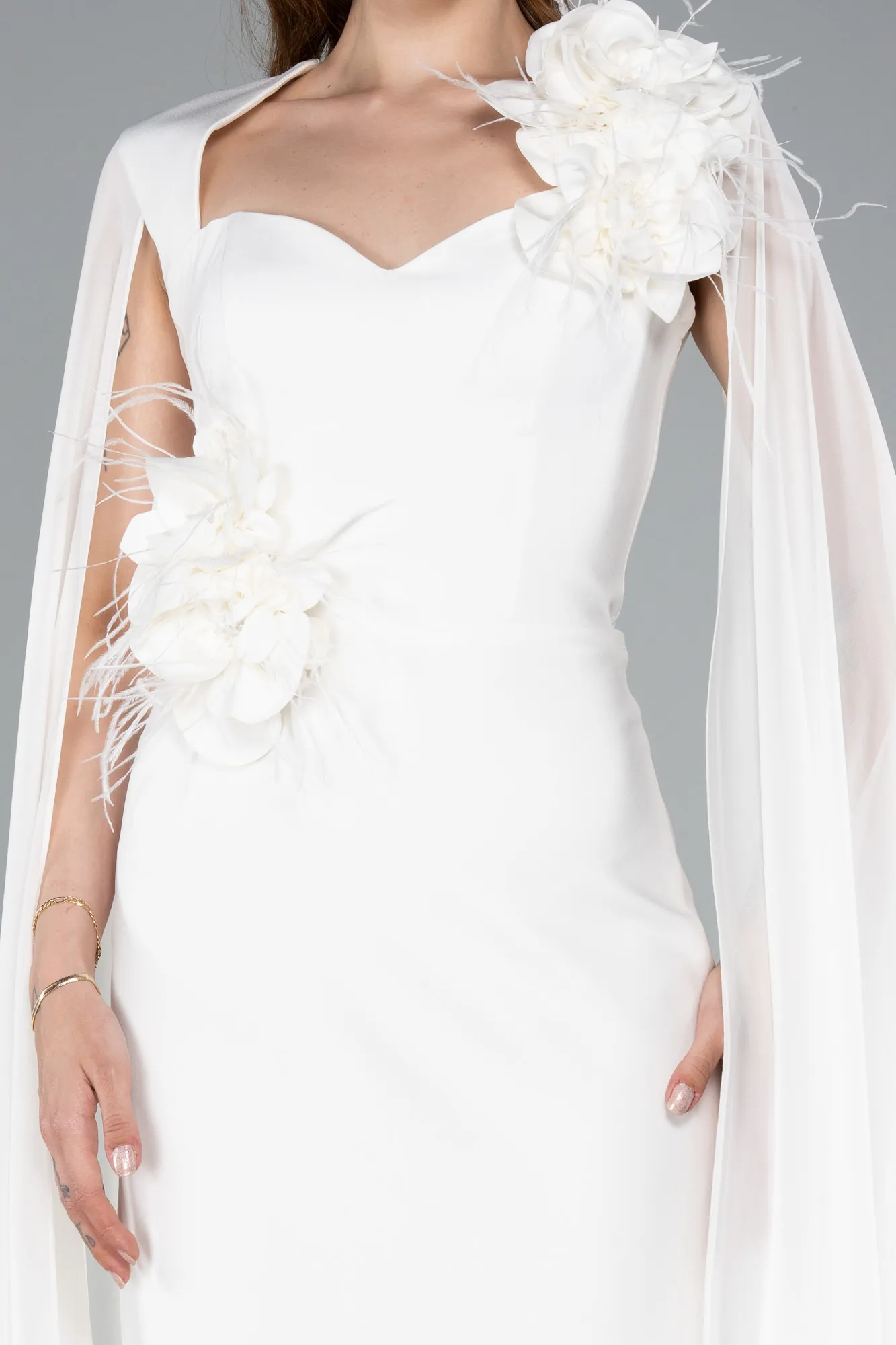 Ecru-Midi Party Dress ABK2355