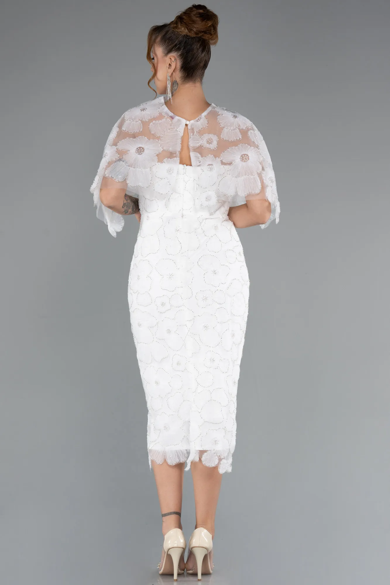 Ecru-Midi Party Dress ABK2452