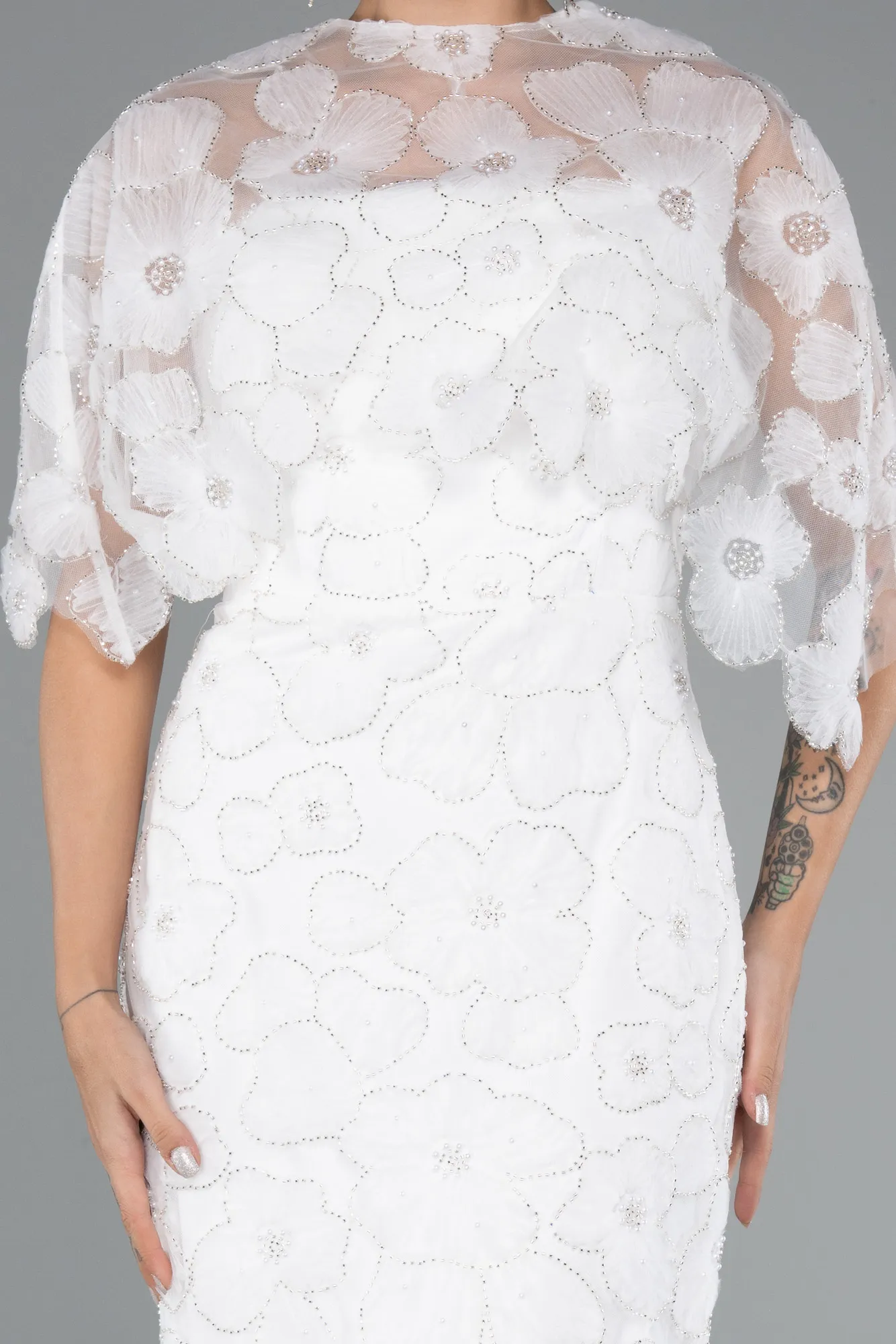 Ecru-Midi Party Dress ABK2452