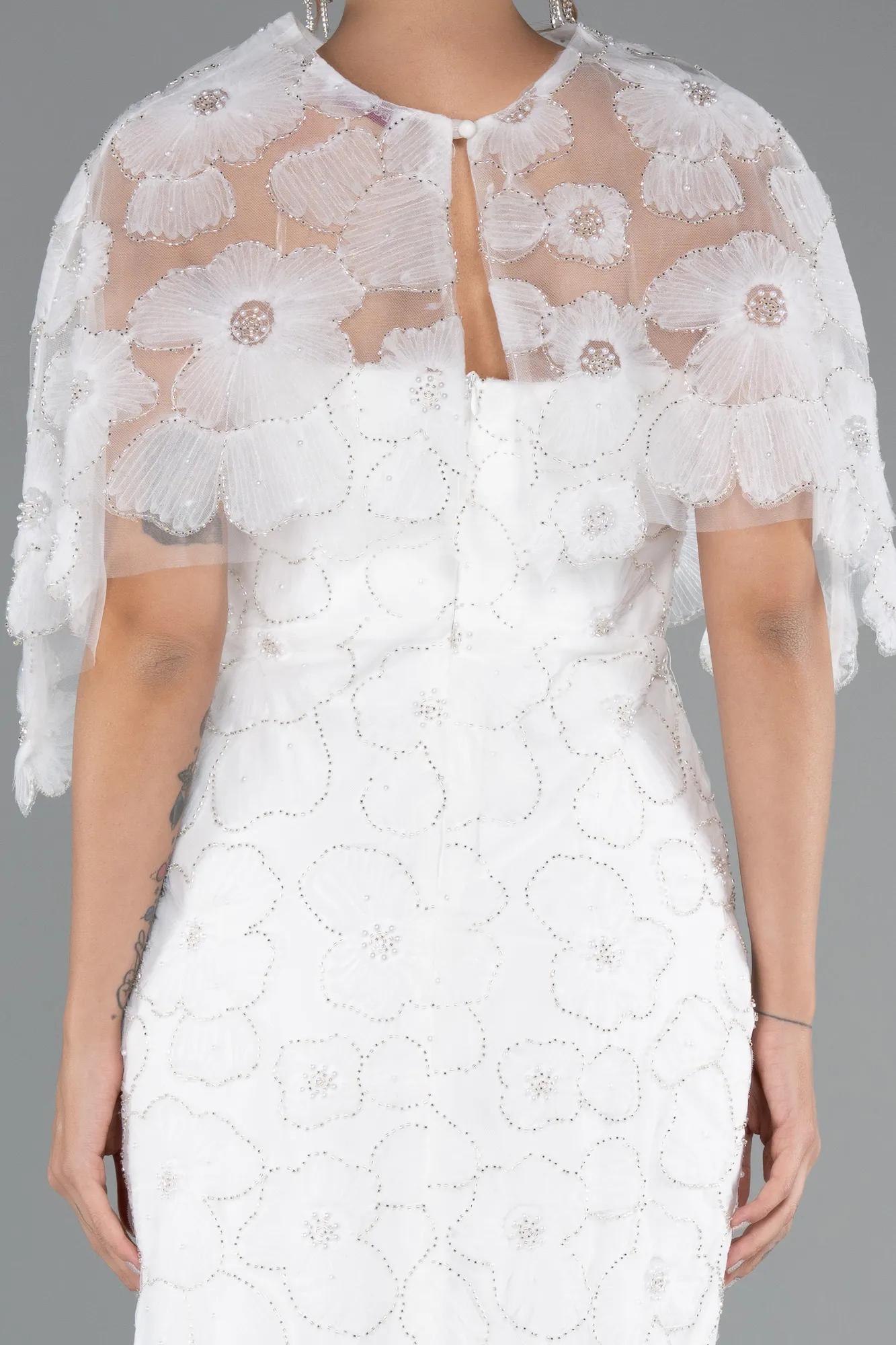 Ecru-Midi Party Dress ABK2452