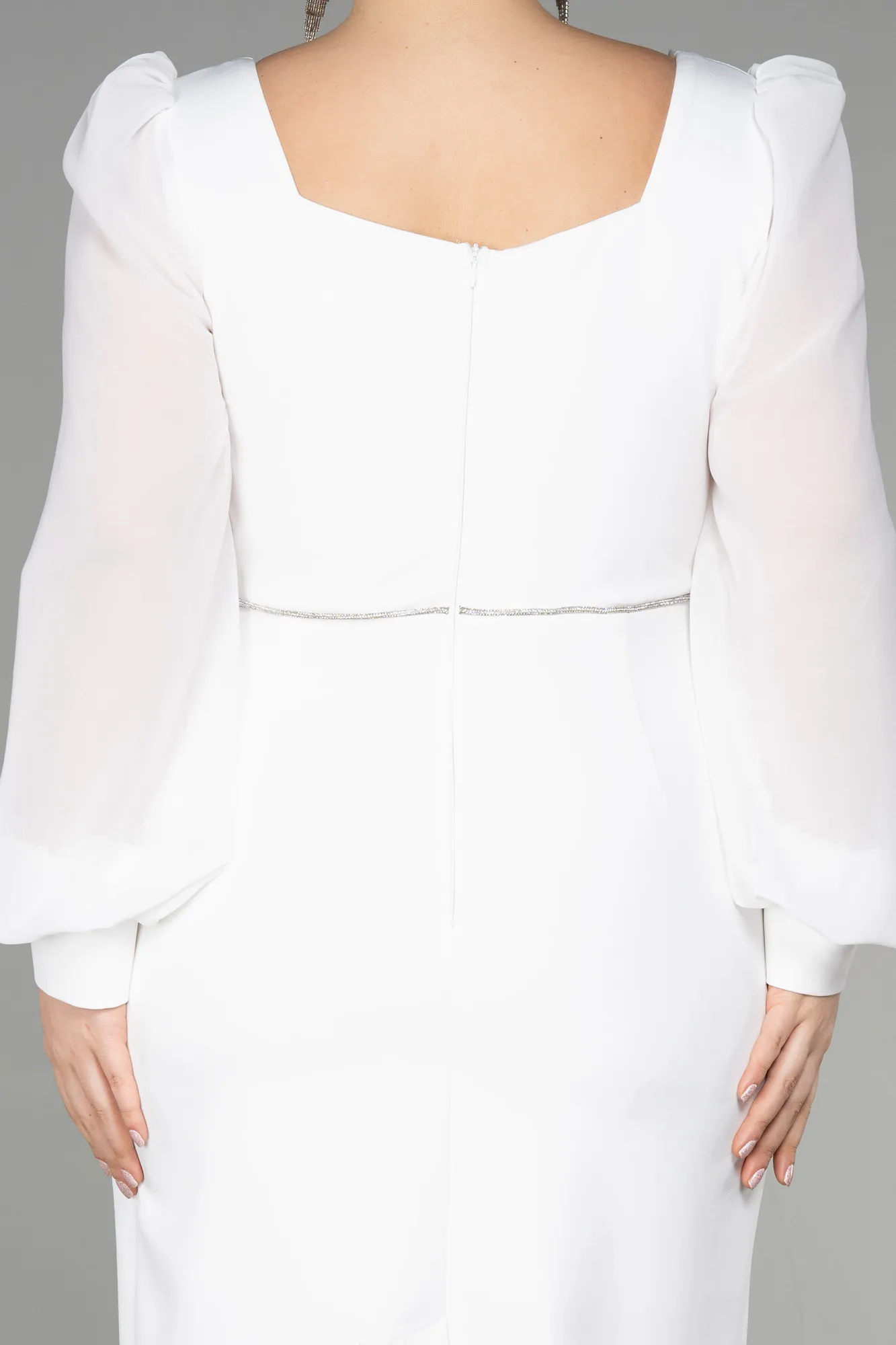 Ecru-Midi Plus Size Party Dress ABK1945