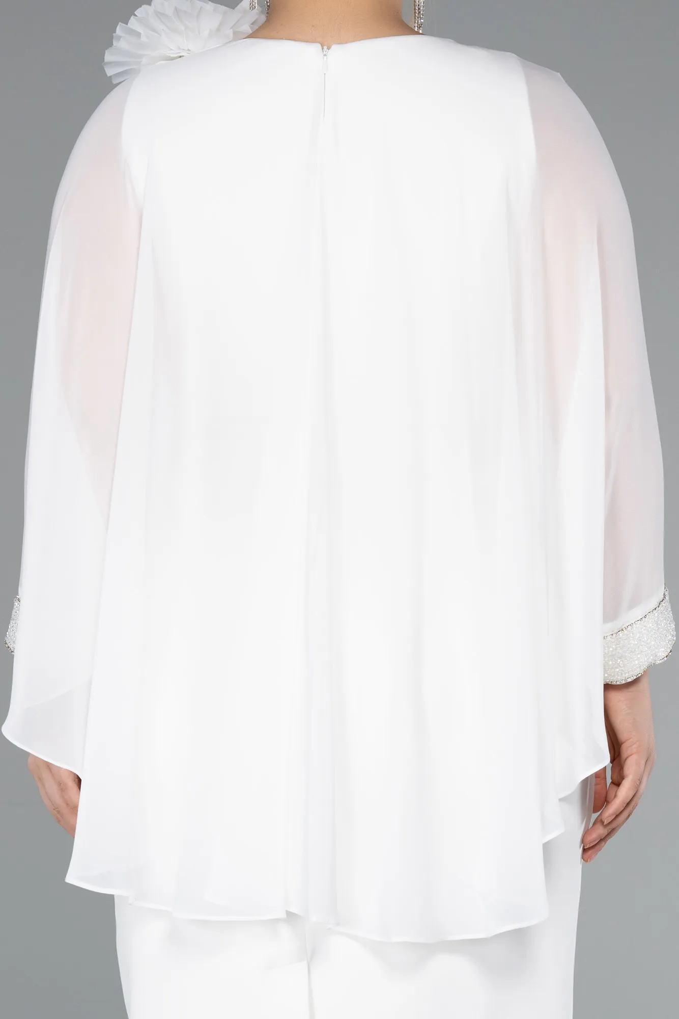 Ecru-Midi Plus Size Party Dress ABK2383