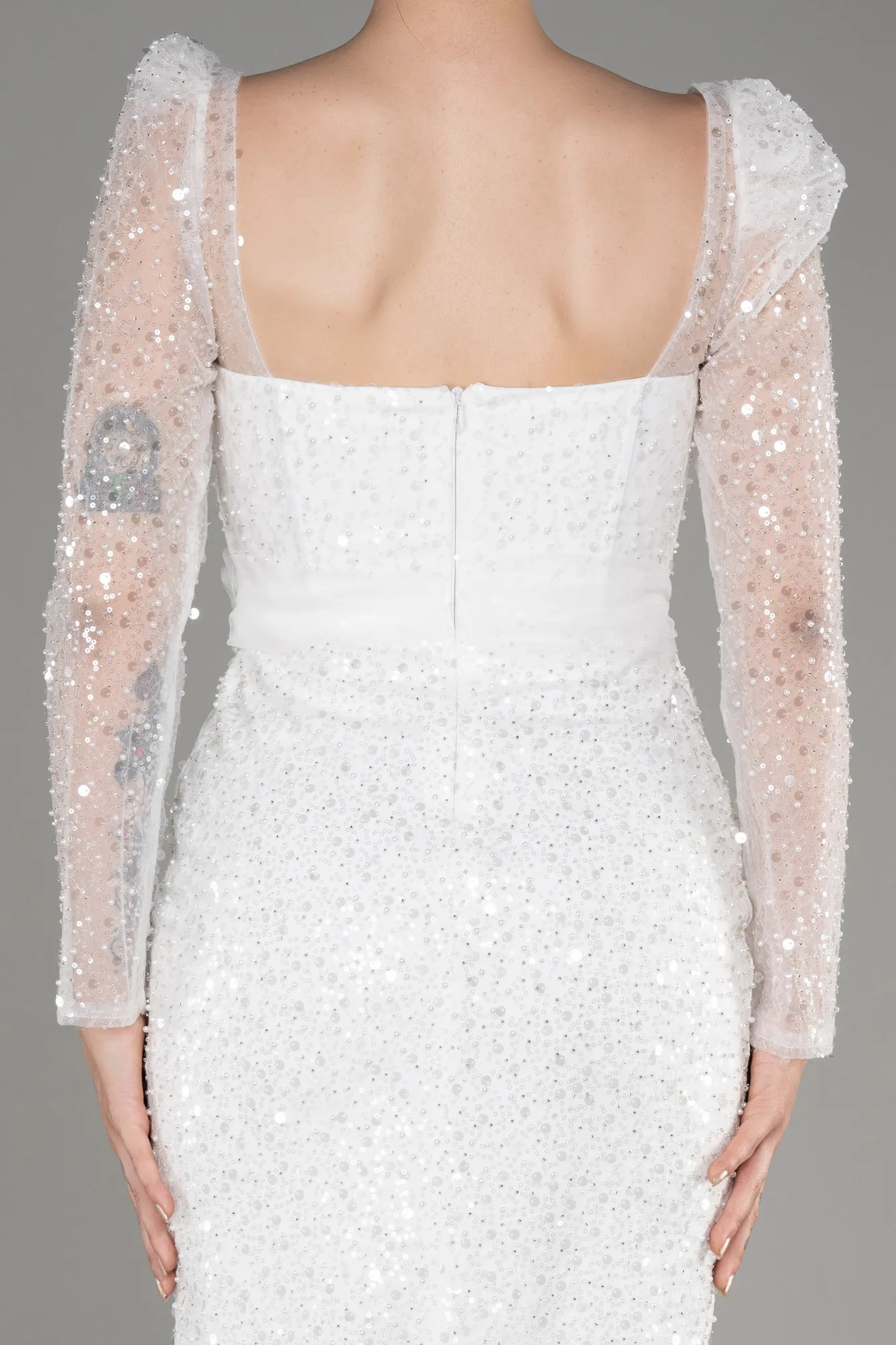 Ecru-Midi Scaly Cocktail Dress ABK1979