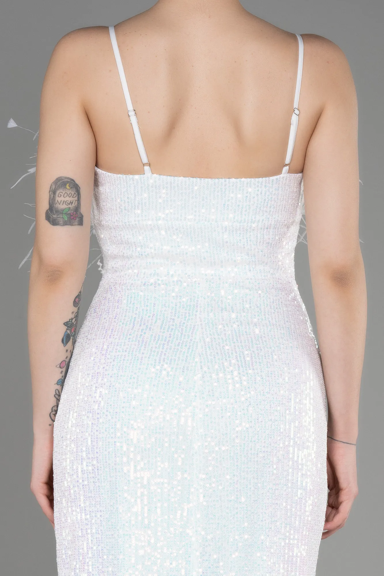 Ecru-Midi Scaly Cocktail Dress ABU3812