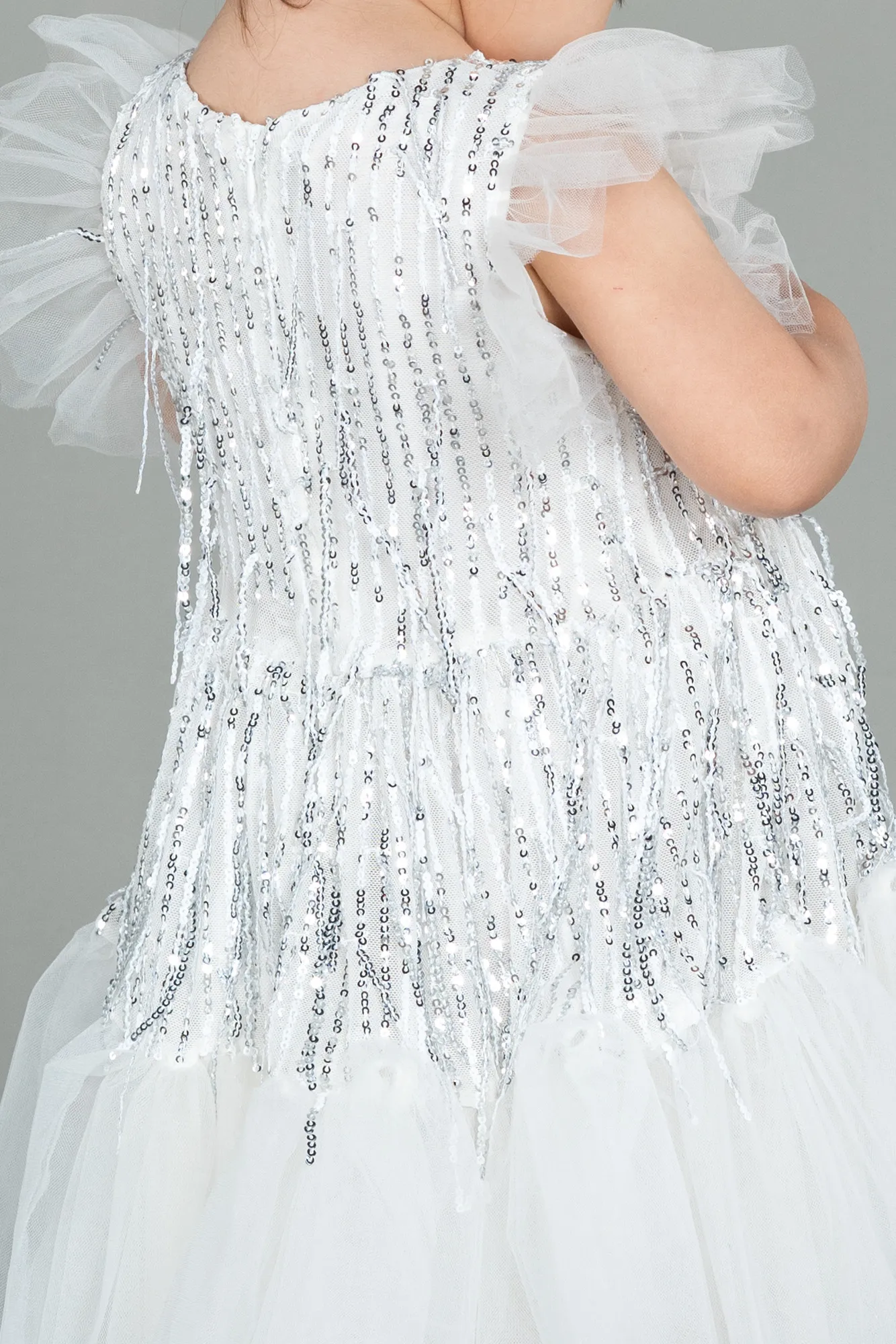 Ecru-Midi Scaly Girl Dress ABK1718