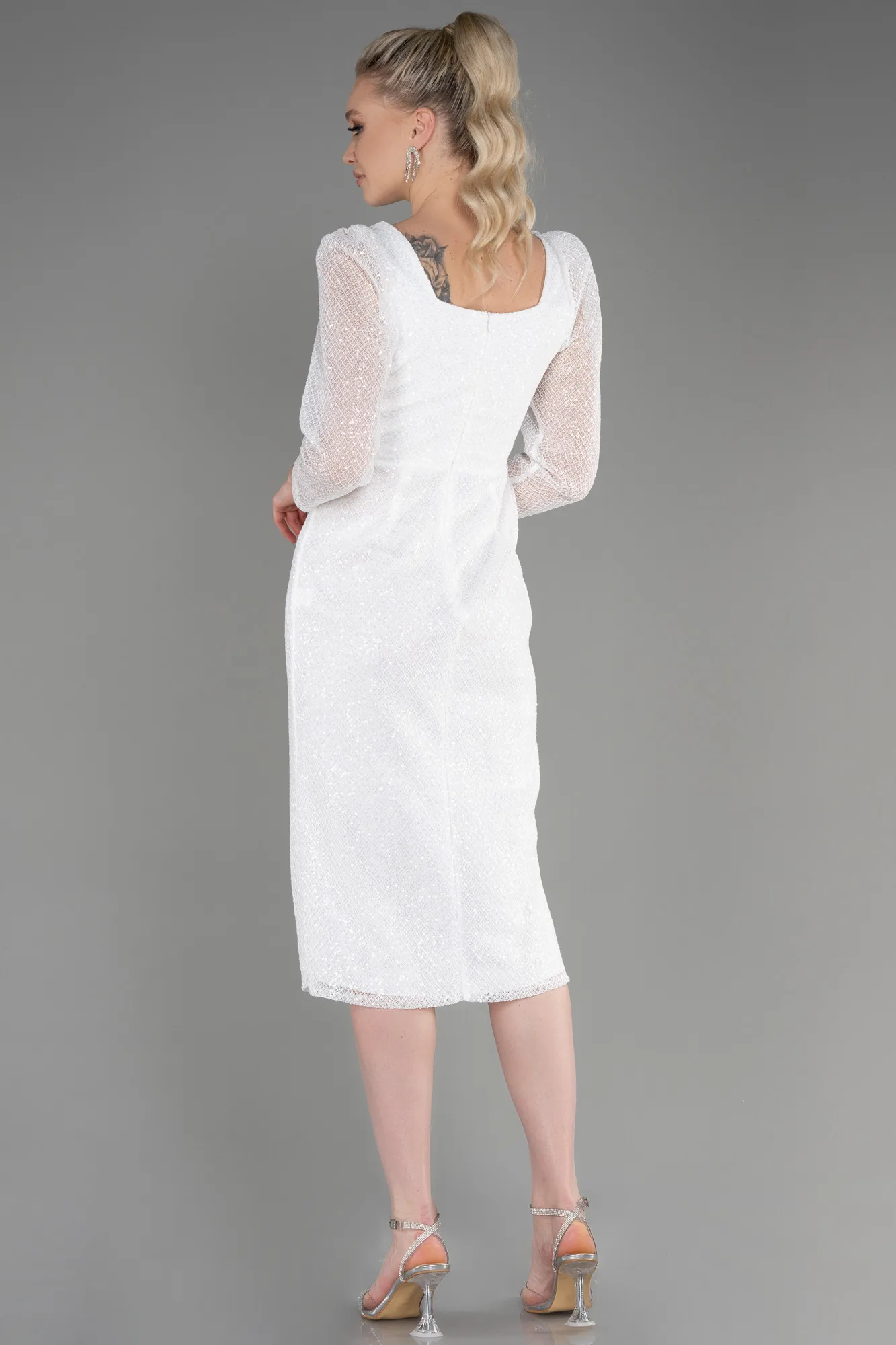 Ecru-Midi Scaly Night Dress ABK1936