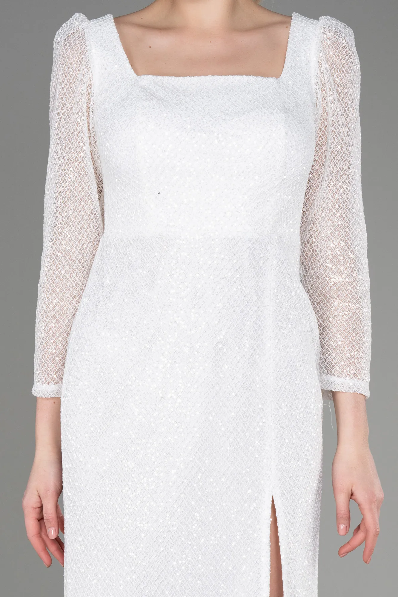 Ecru-Midi Scaly Night Dress ABK1936