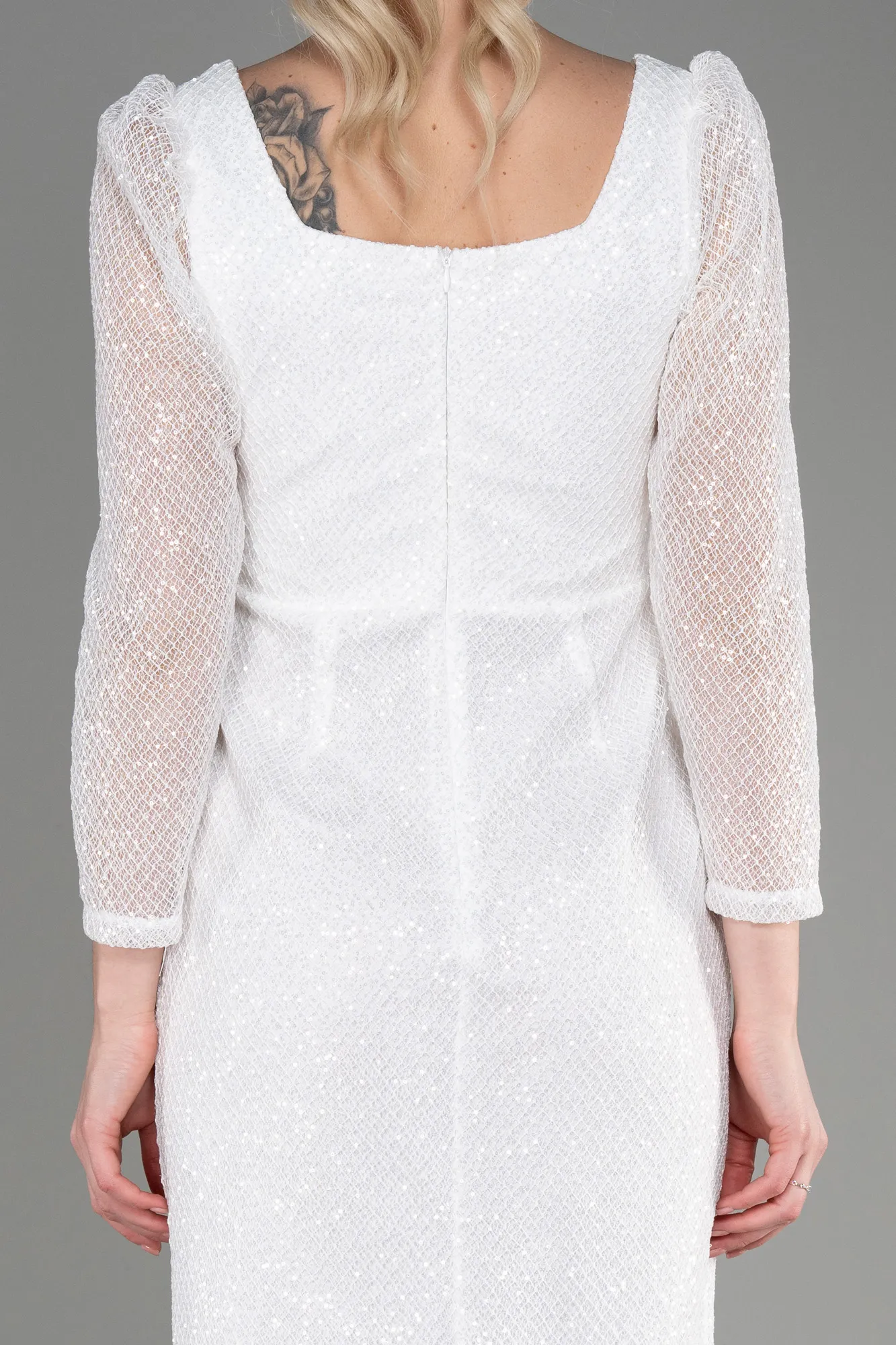 Ecru-Midi Scaly Night Dress ABK1936