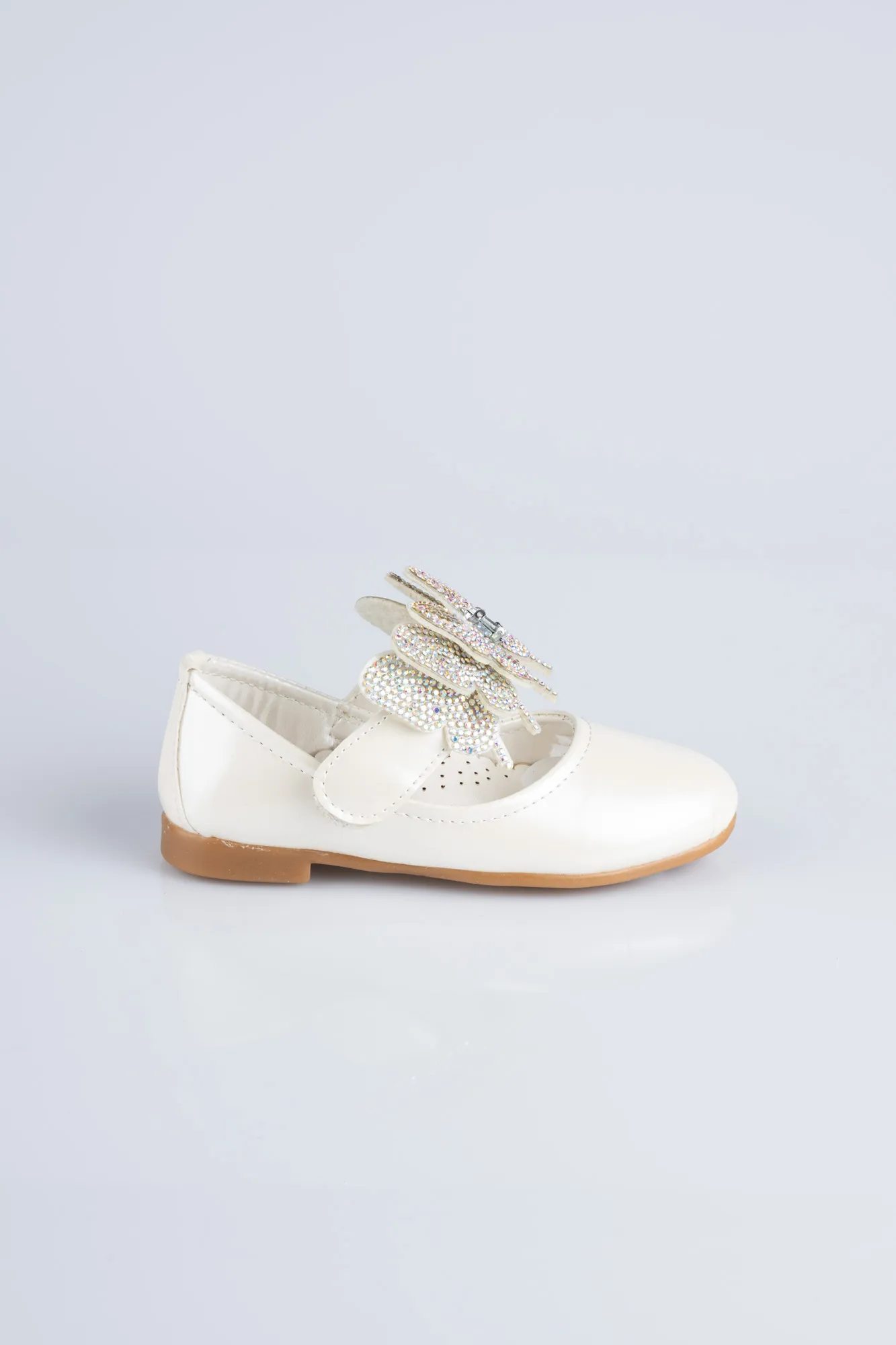 Ecru-Patent Leather Kid Shoe MJ4001