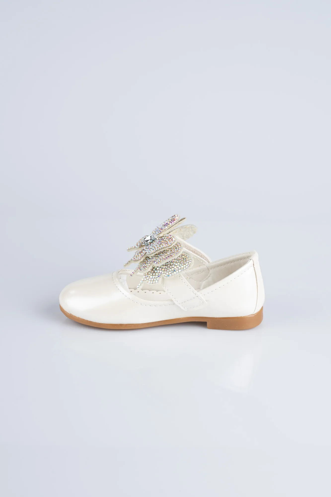 Ecru-Patent Leather Kid Shoe MJ4001