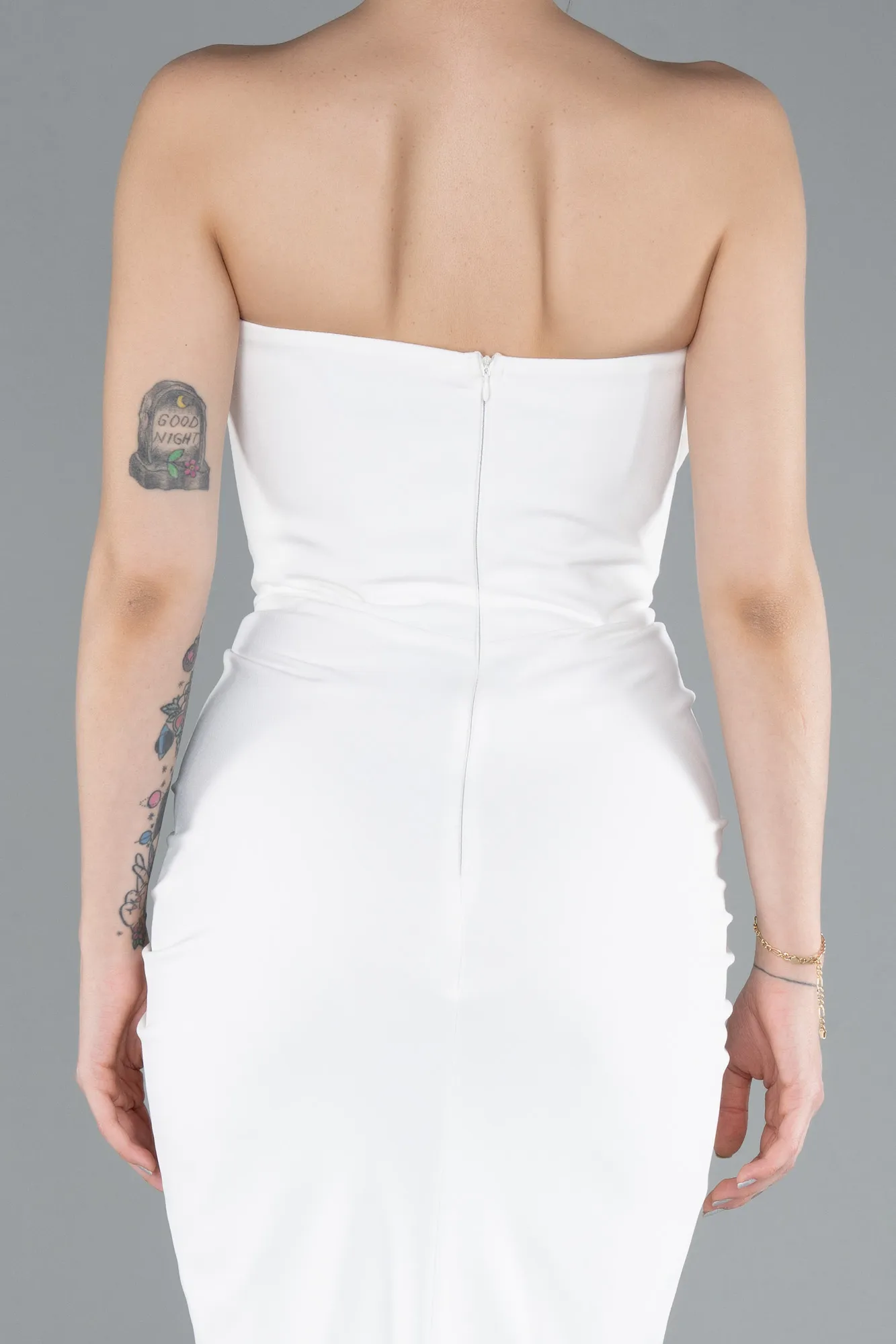 Ecru-Rose Strapless Slit Long Mermaid Evening Gown ABU4800