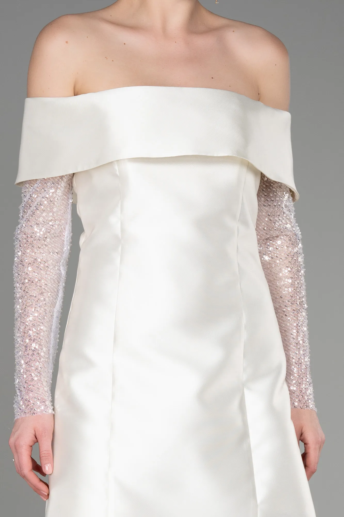 Ecru-Short Cocktail Dress ABK1997