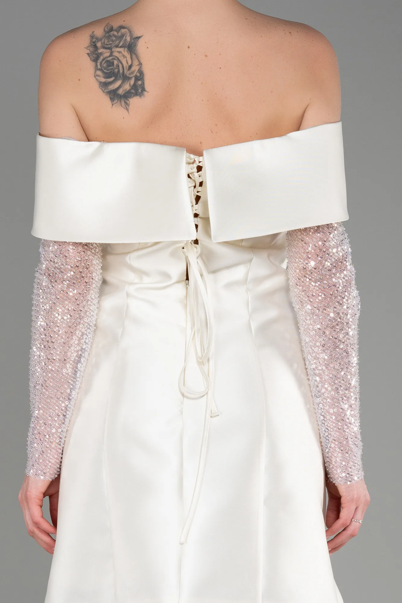 Ecru-Short Cocktail Dress ABK1997