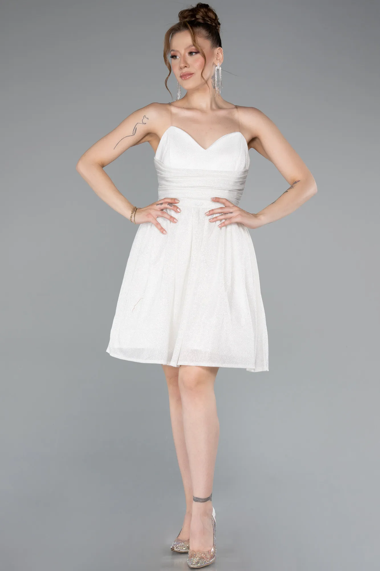 Ecru-Short Cocktail Dress ABK2349