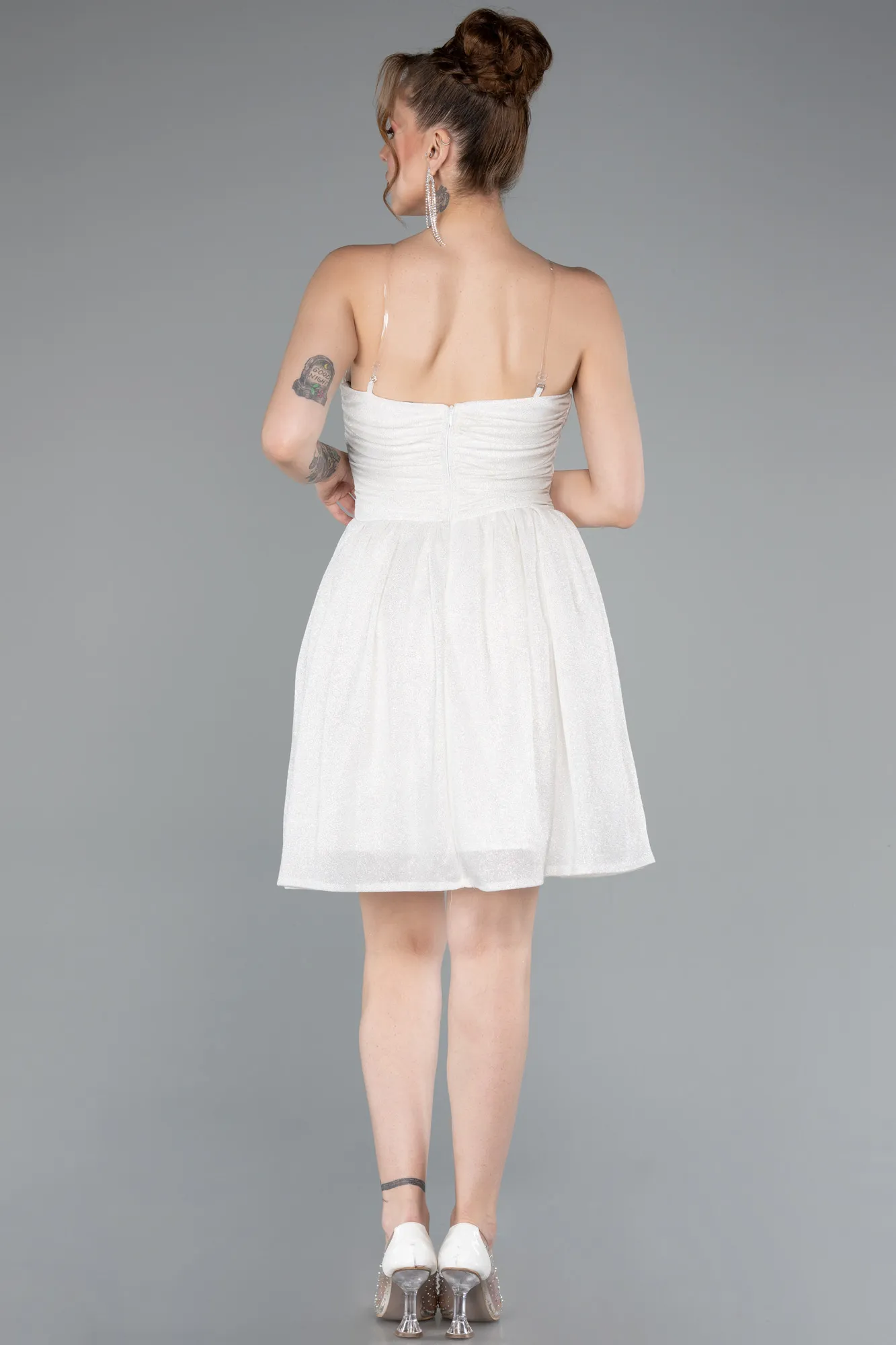 Ecru-Short Cocktail Dress ABK2349