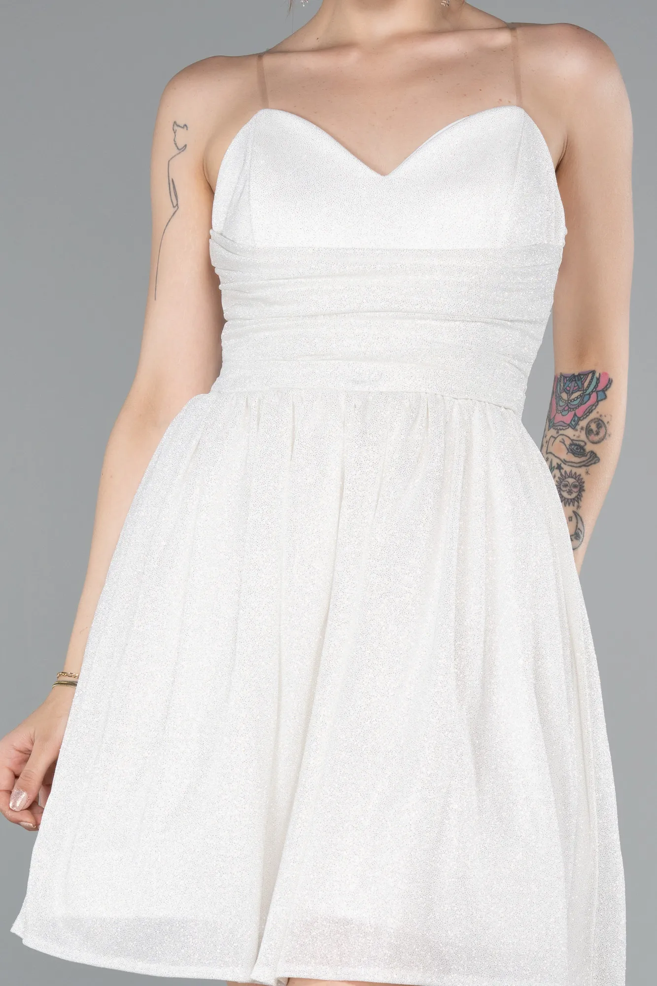 Ecru-Short Cocktail Dress ABK2349