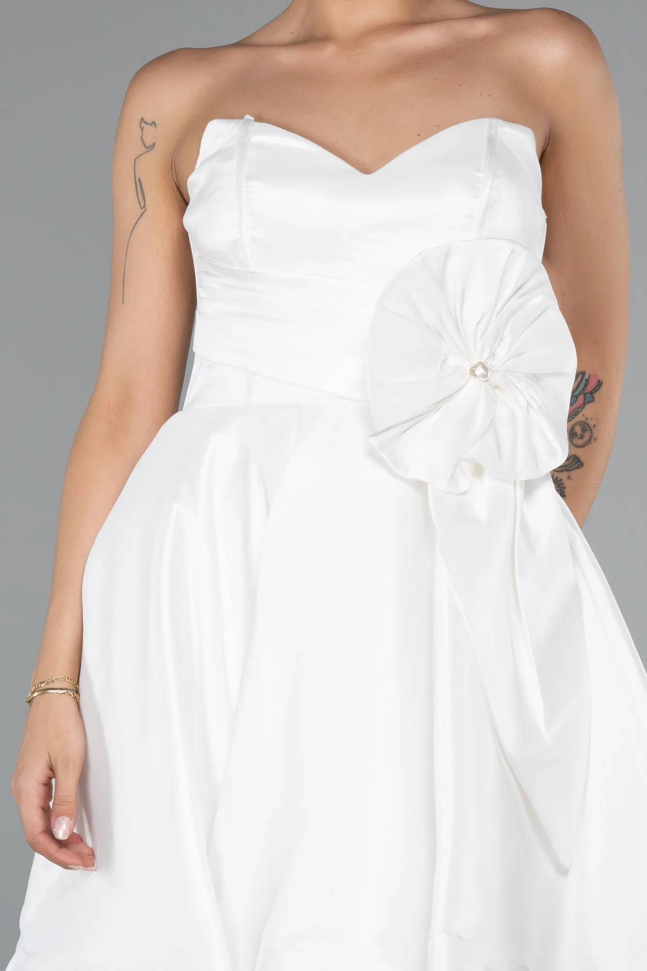 Ecru-Short Cocktail Dress ABK2393