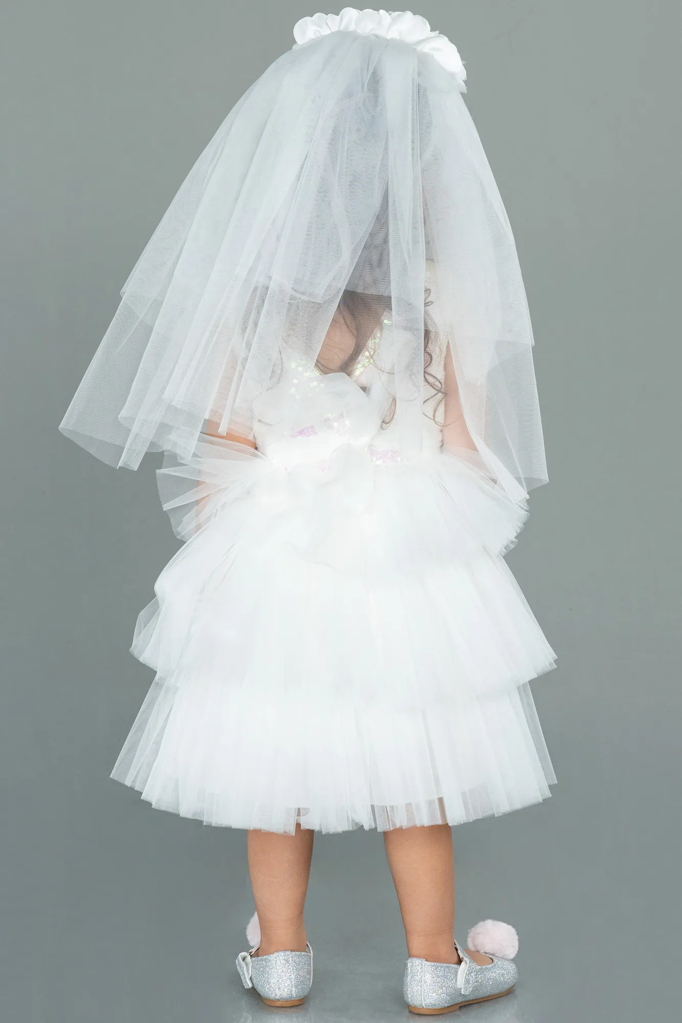 Ecru-Short Girl Dress ABK1190