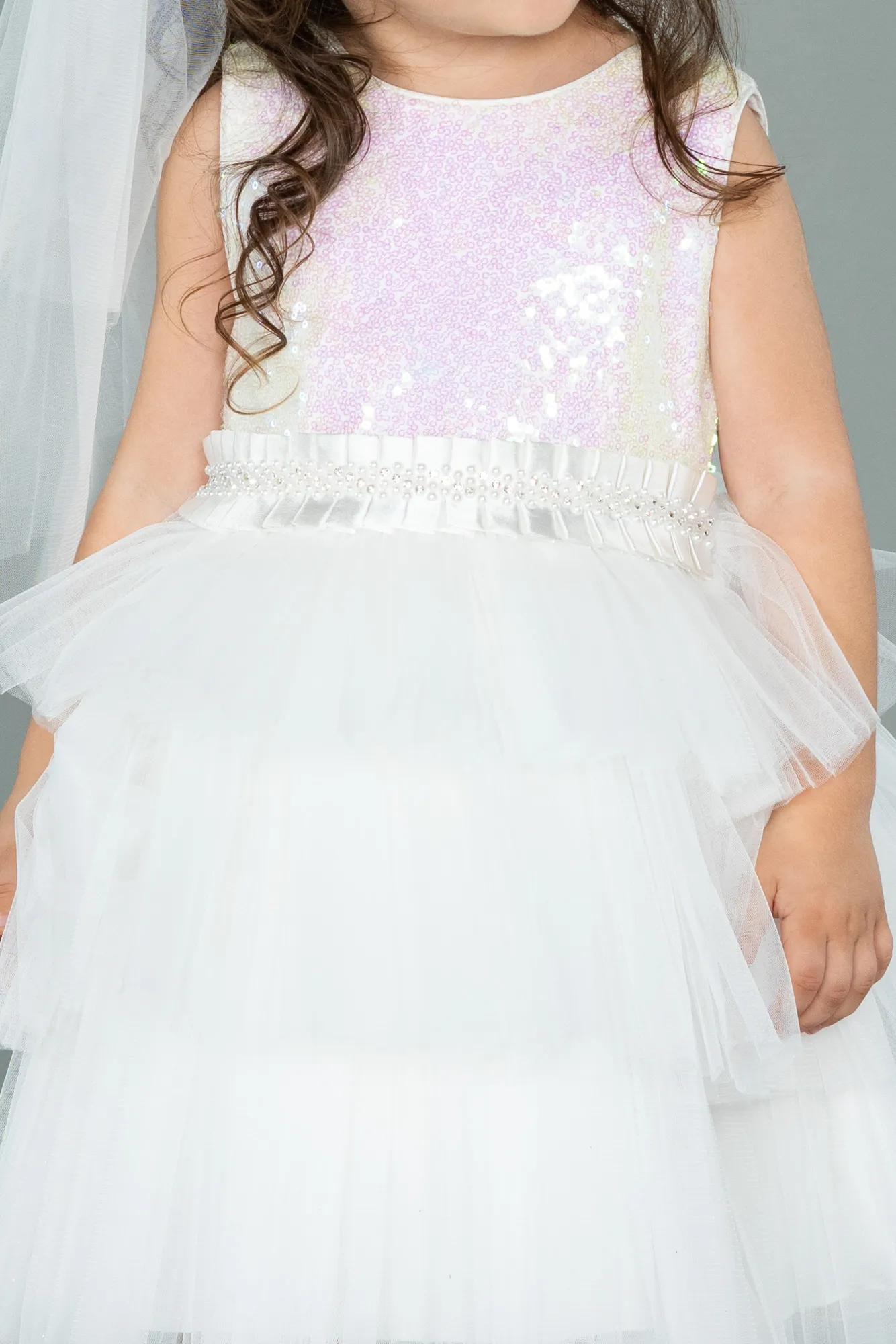 Ecru-Short Girl Dress ABK1190