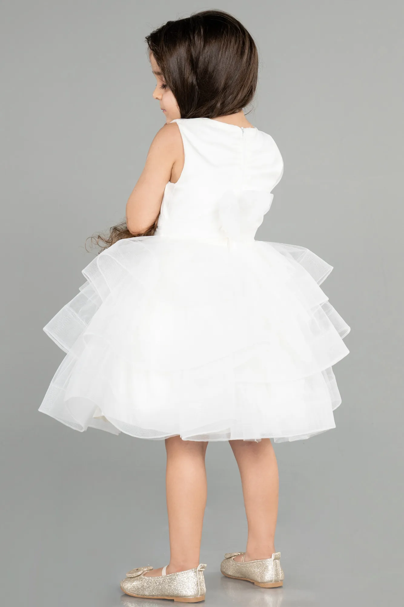 Ecru-Short Girl Dress ABK1362