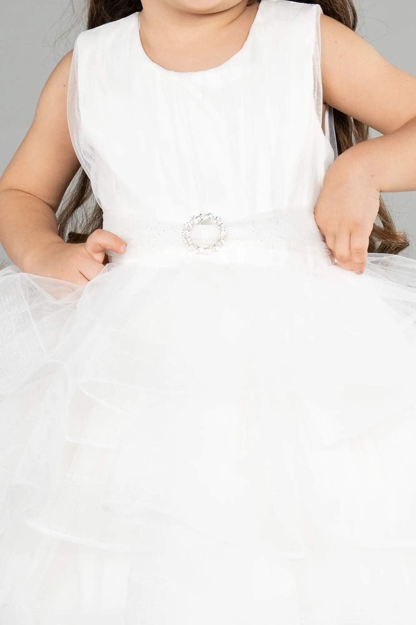 Ecru-Short Girl Dress ABK1362