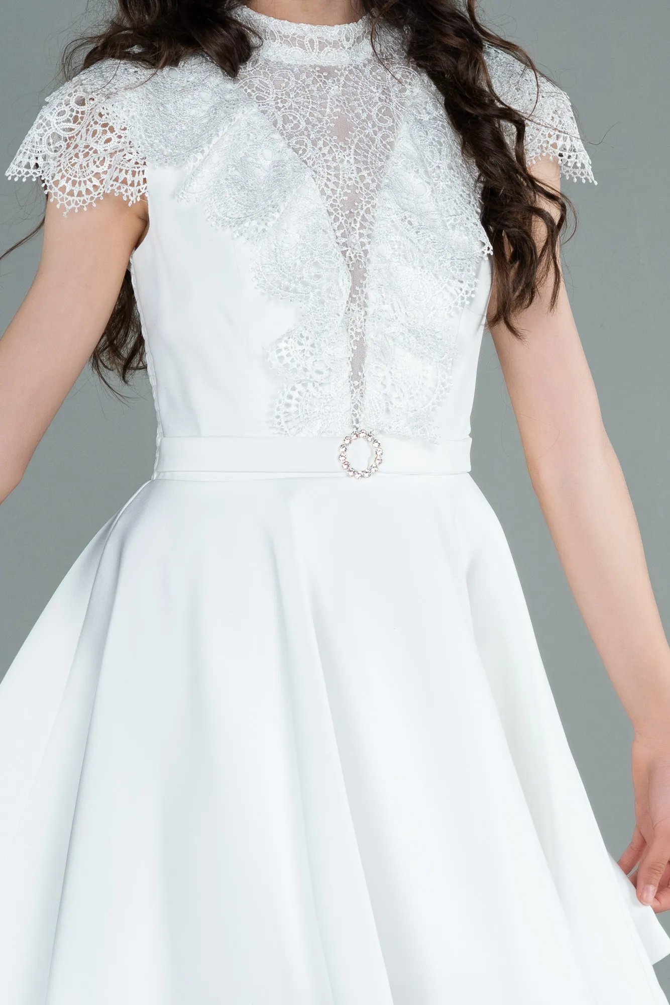 Ecru-Short Girl Dress ABK1434