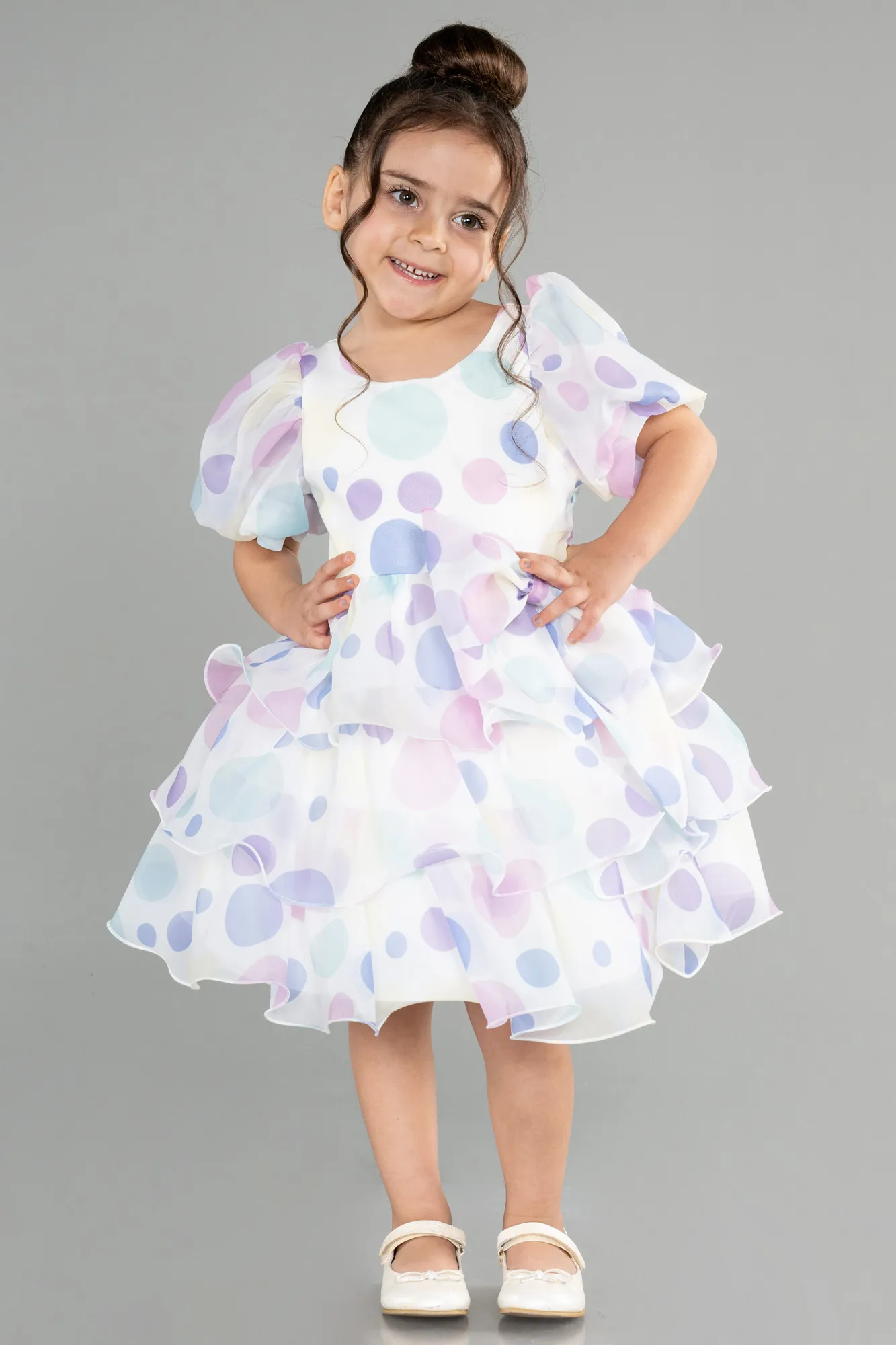 Ecru-Short Girl Dress ABK1768