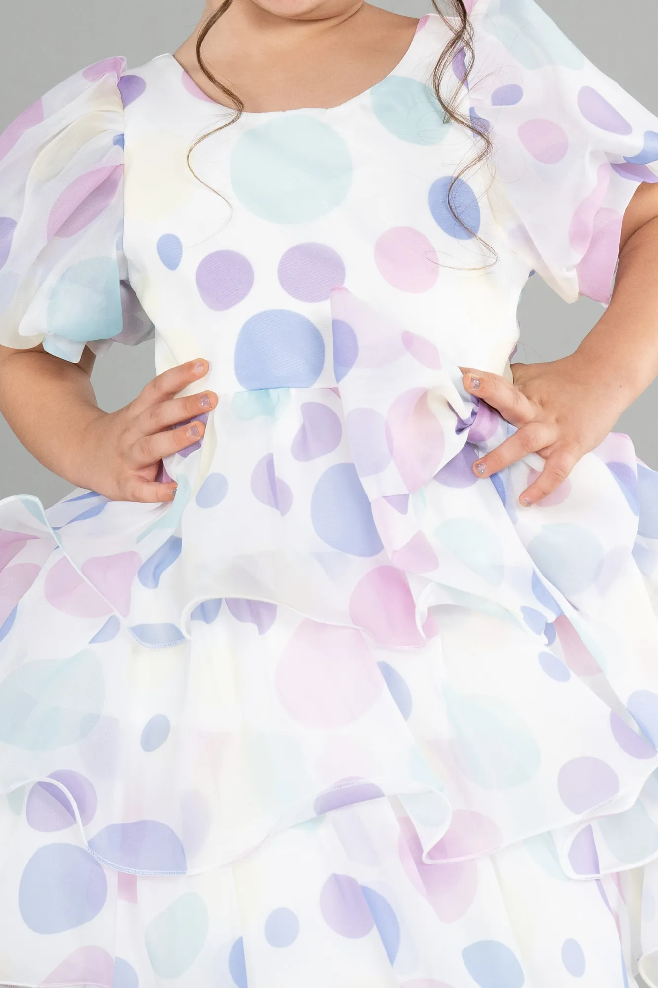 Ecru-Short Girl Dress ABK1768