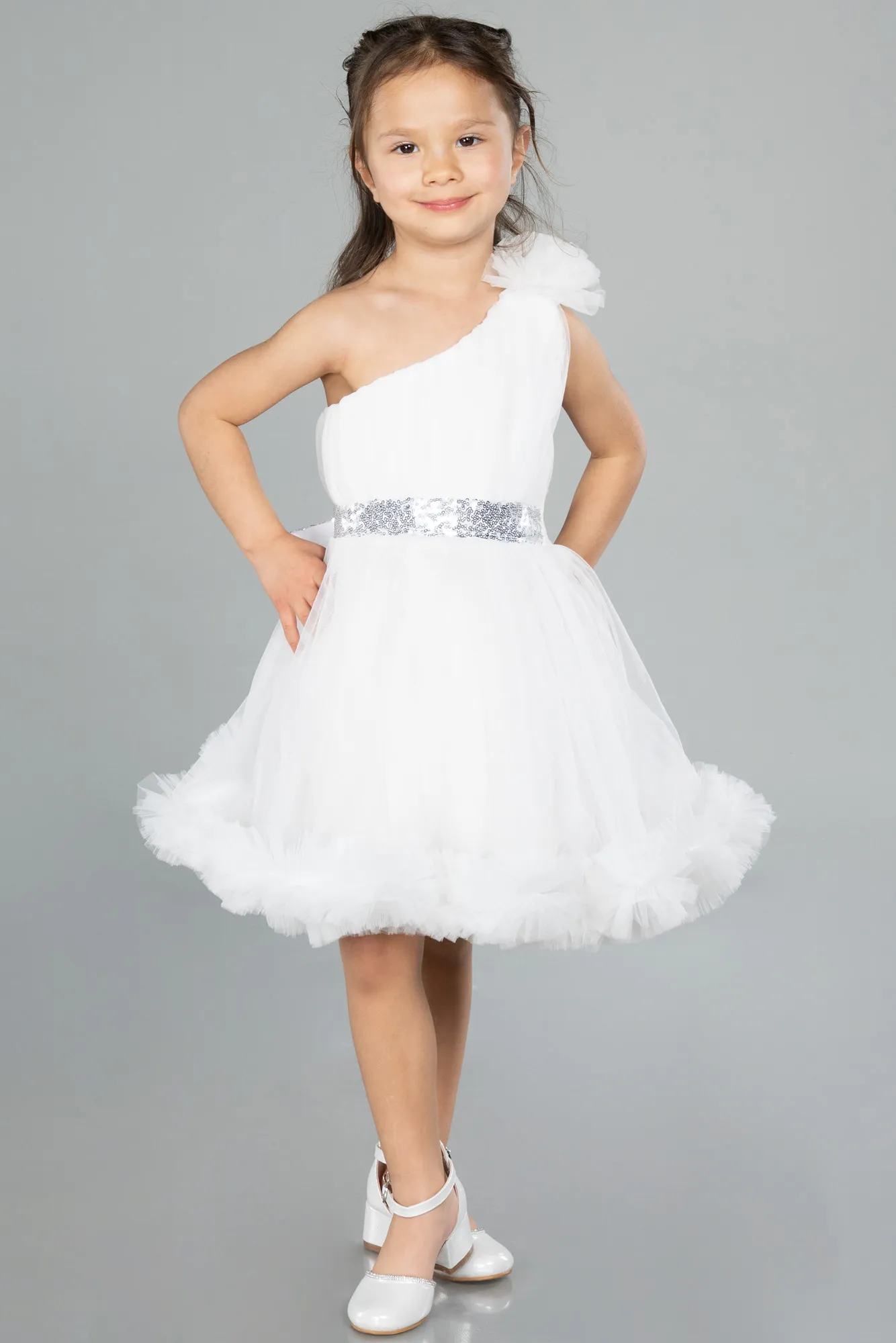 Ecru-Short Girl Dress ABK2065