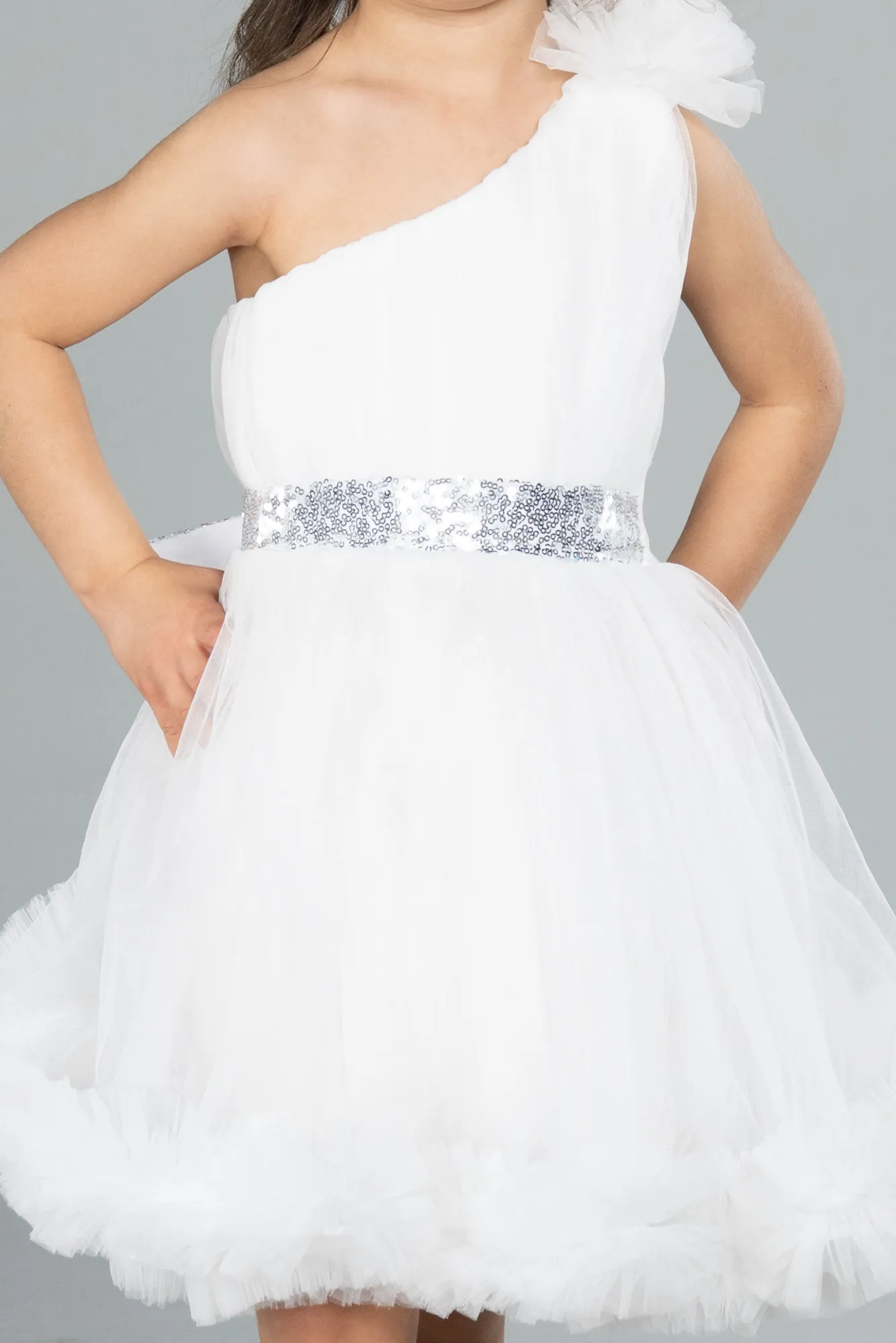 Ecru-Short Girl Dress ABK2065