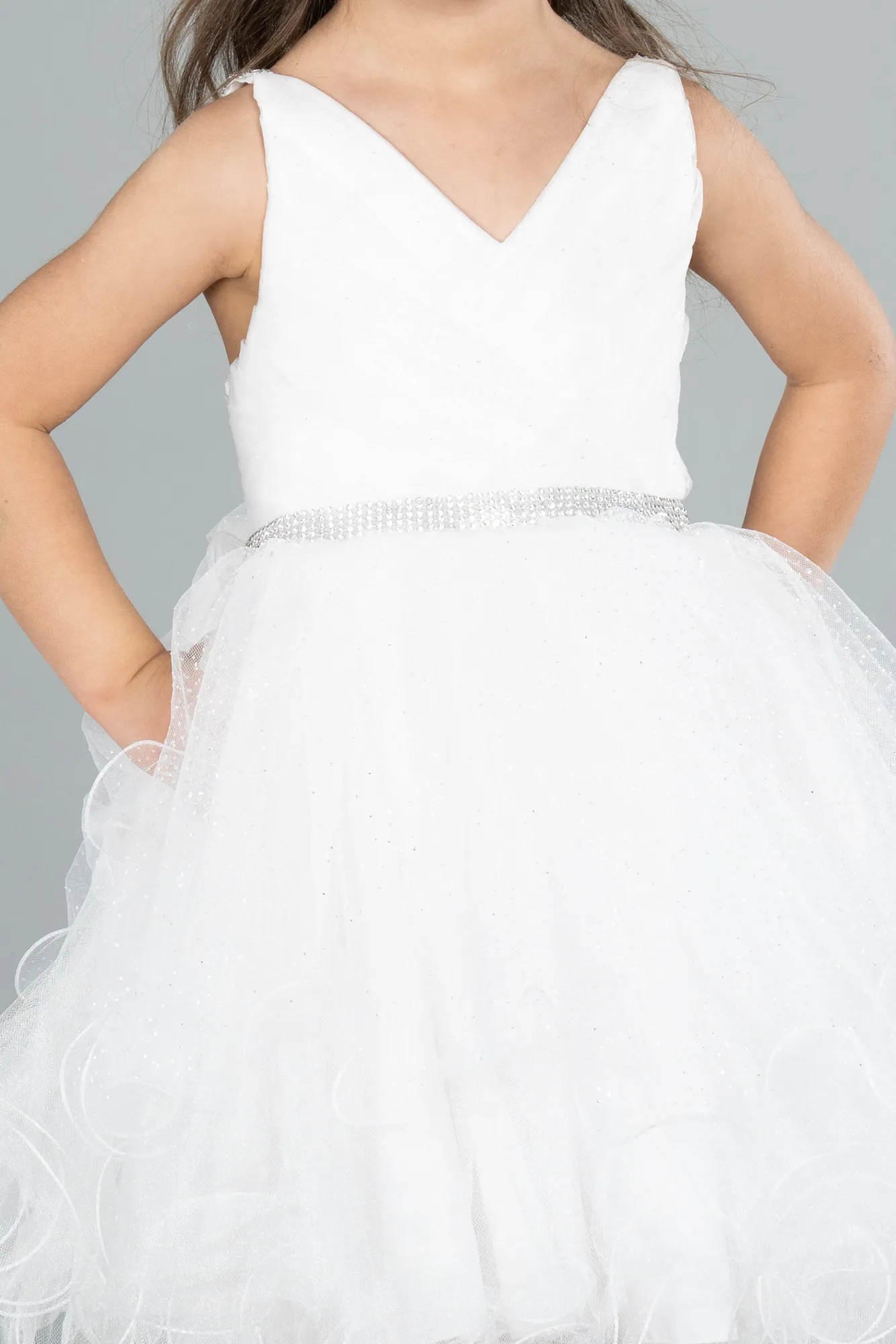 Ecru-Short Girl Dress ABK2142