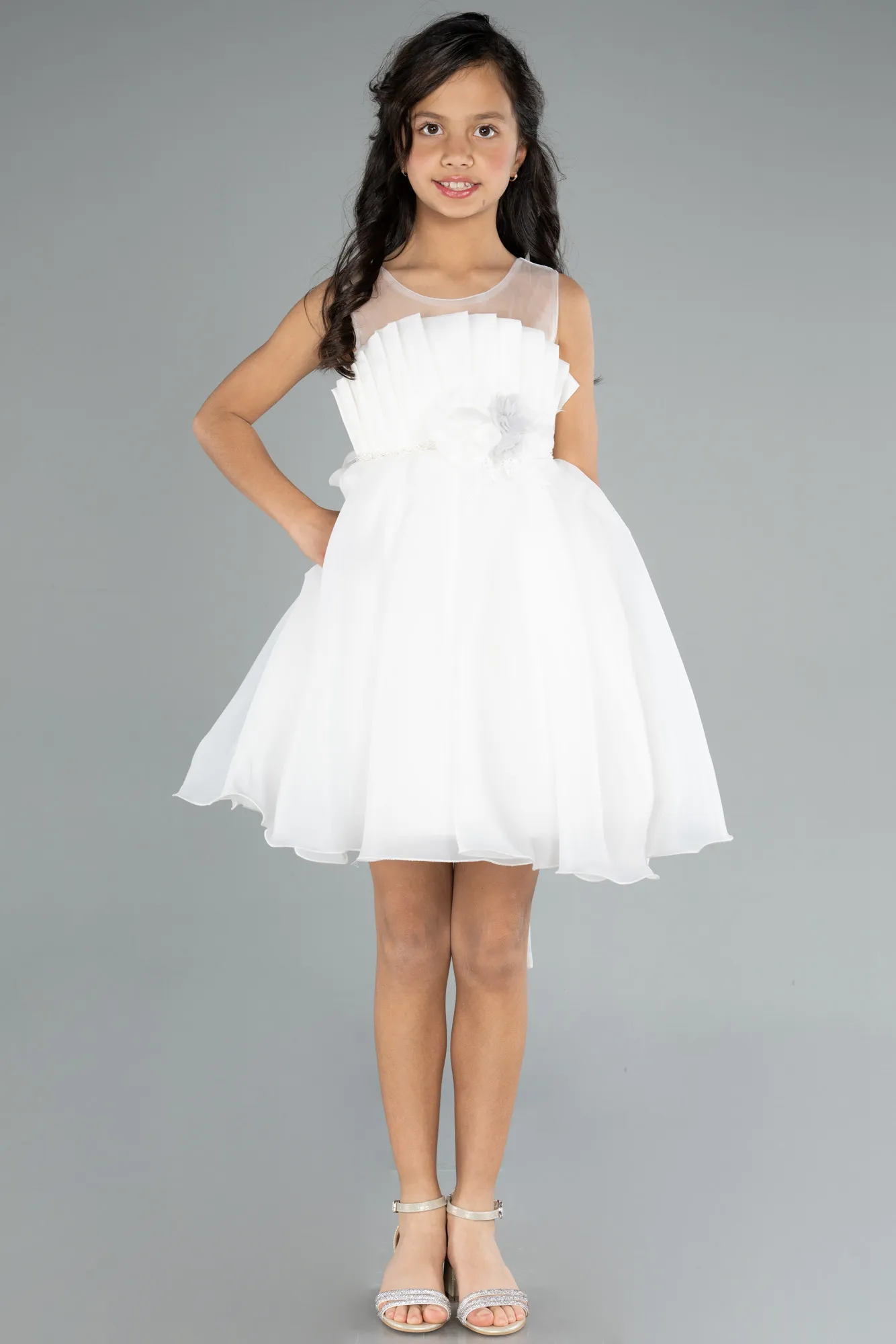 Ecru-Short Girl Dress ABK2158