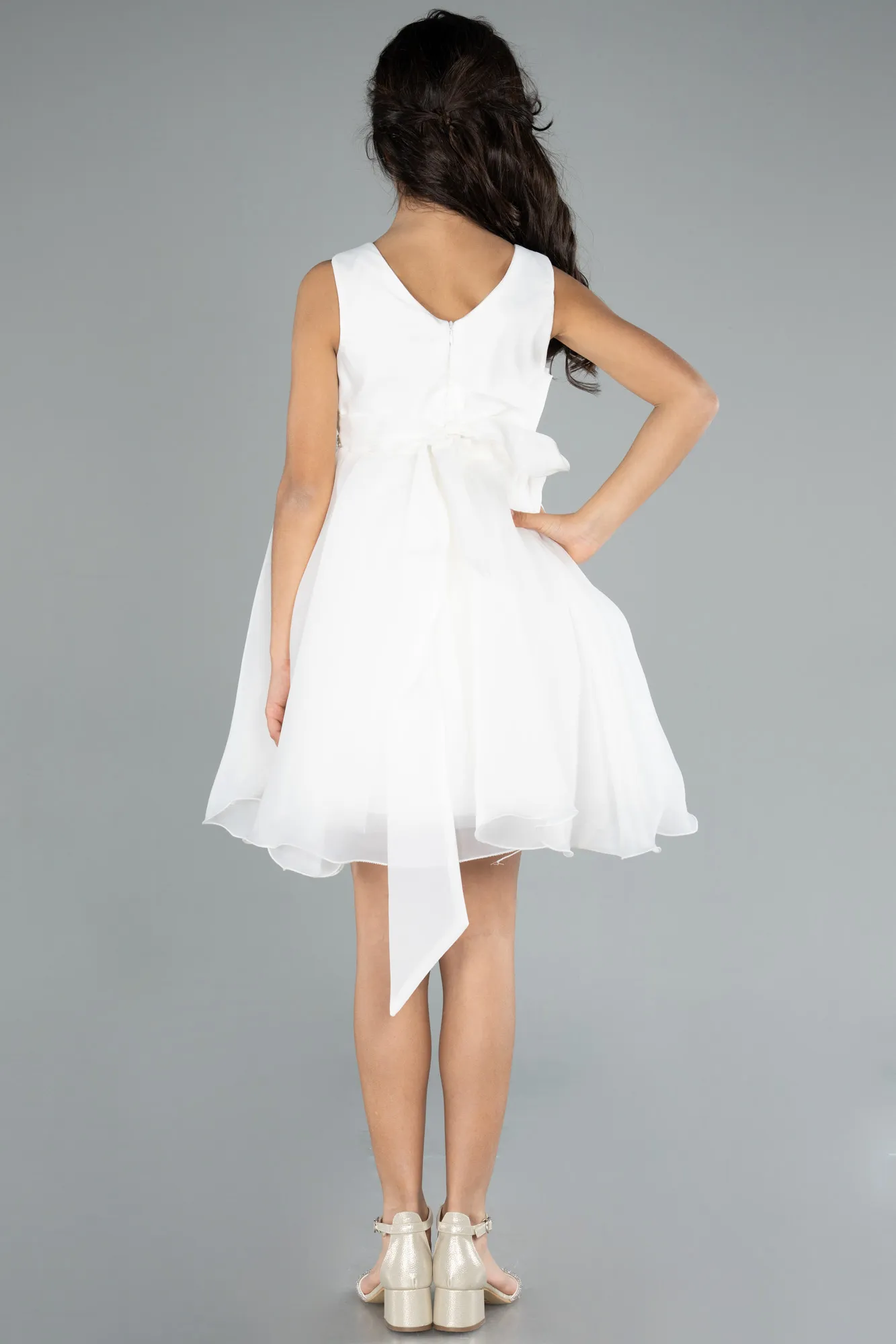 Ecru-Short Girl Dress ABK2158